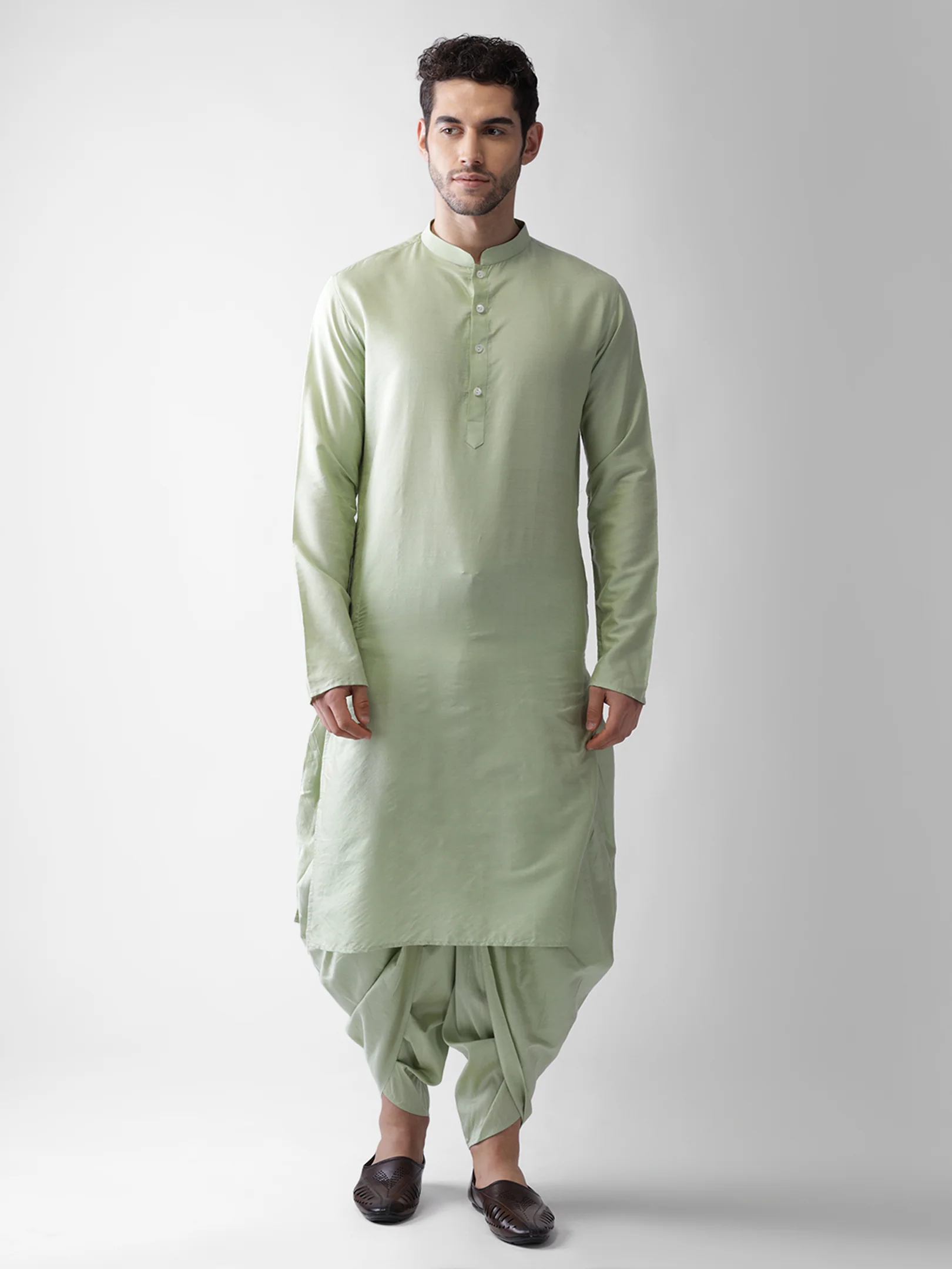 Green Solid Elasticated Dhoti - Image 6