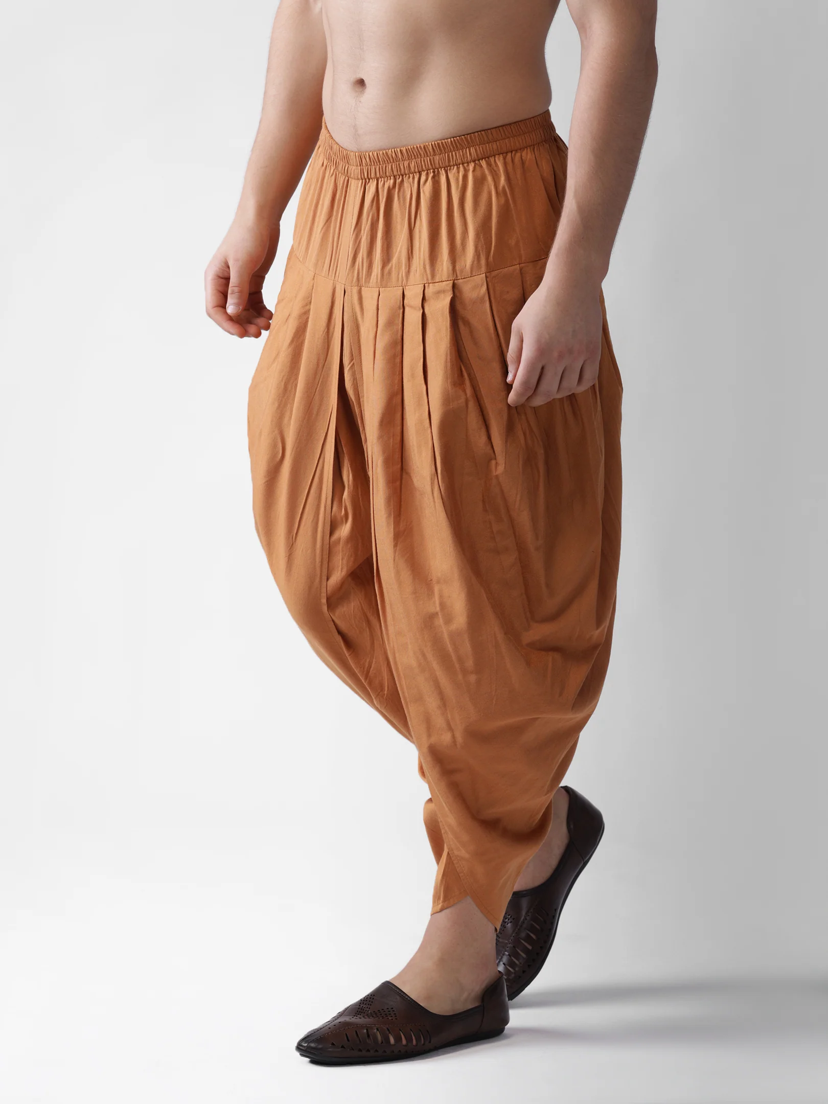 Golden Slim Fit Silk Blend Churidar Pants for Traditional & Wedding Outfits - Image 2