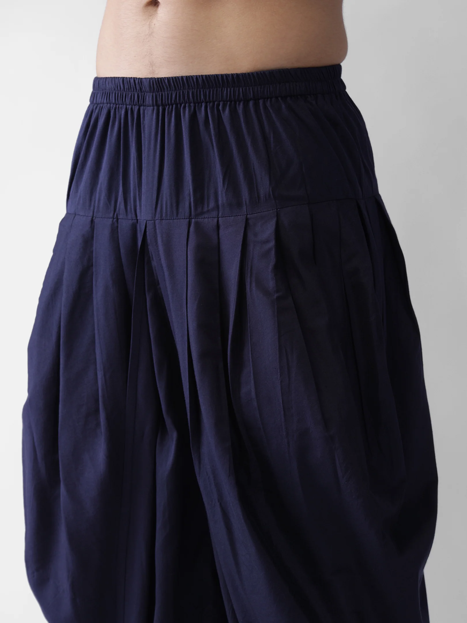 Navy Blue Solid Elasticated Dhoti - Image 5