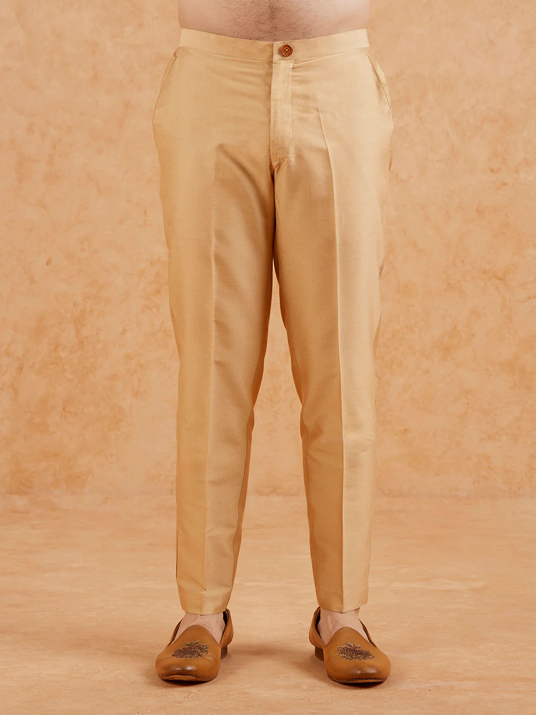 Gold Jacquard Silk Blend Kurta Jacket Set - Image 6