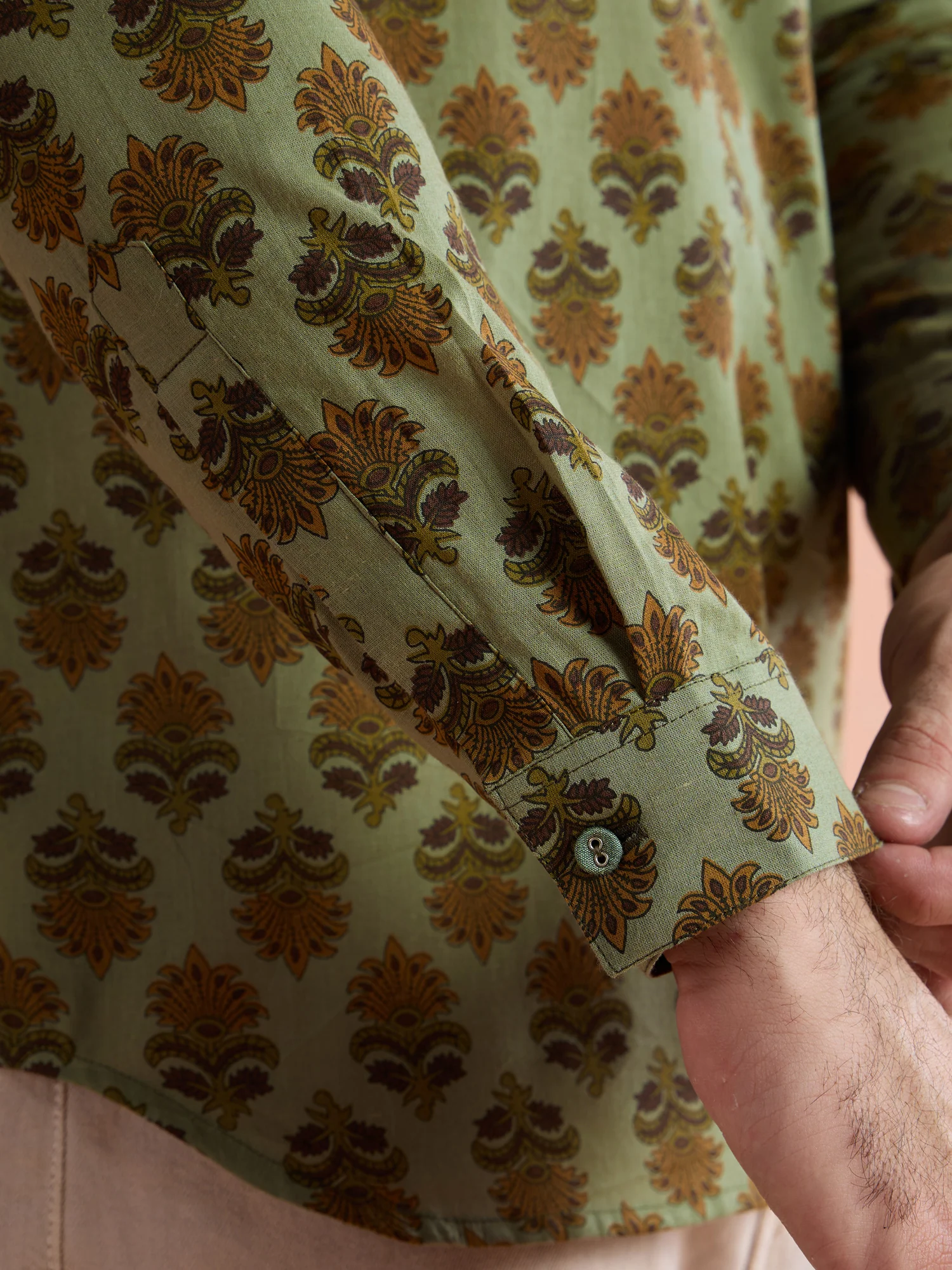 Green Cotton Printed Short Kurta - Image 5