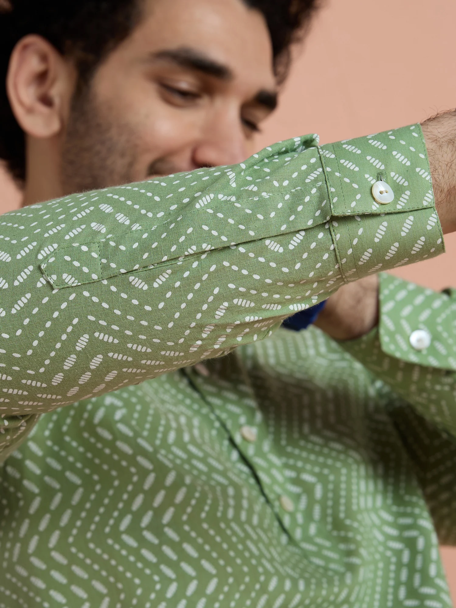 Green Cotton Printed Short Kurta - Image 5