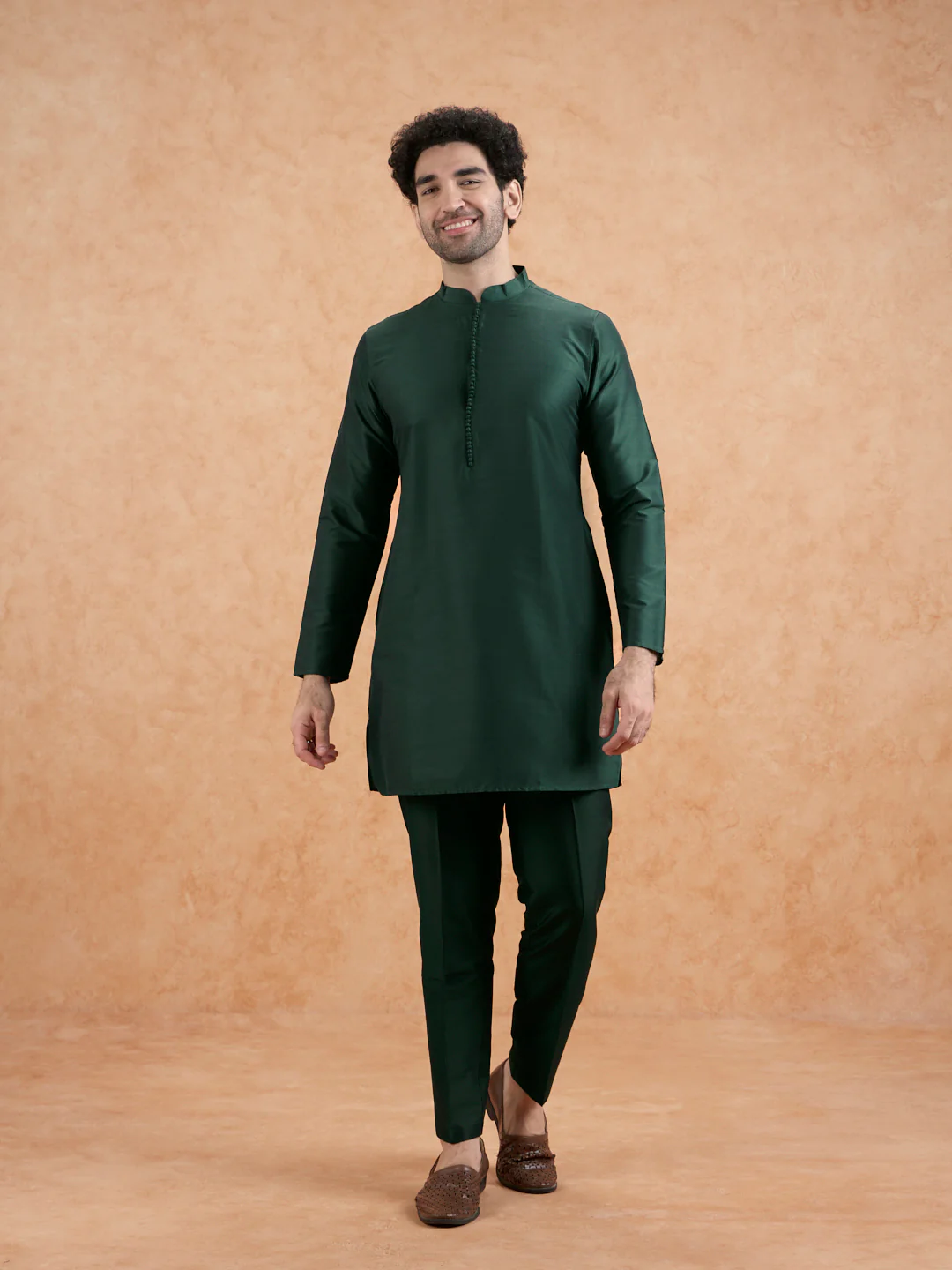Green Mid Kurta Jacket Trouser Set - Image 7