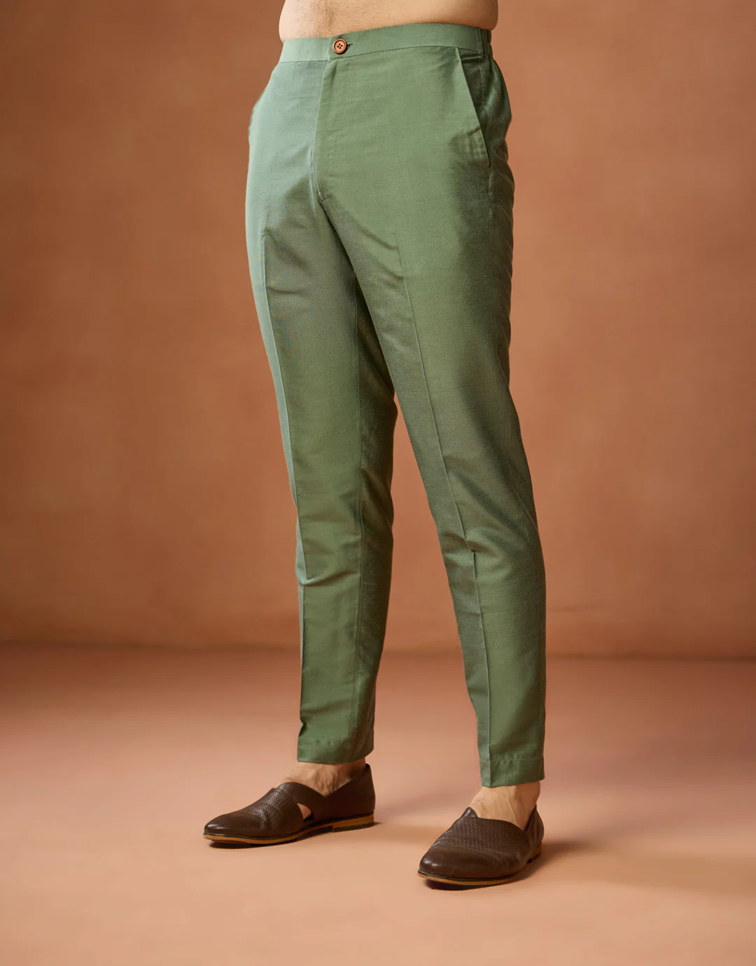 Green Silk Blend Embroidered Jacket Kurta Trouser Set - Image 5