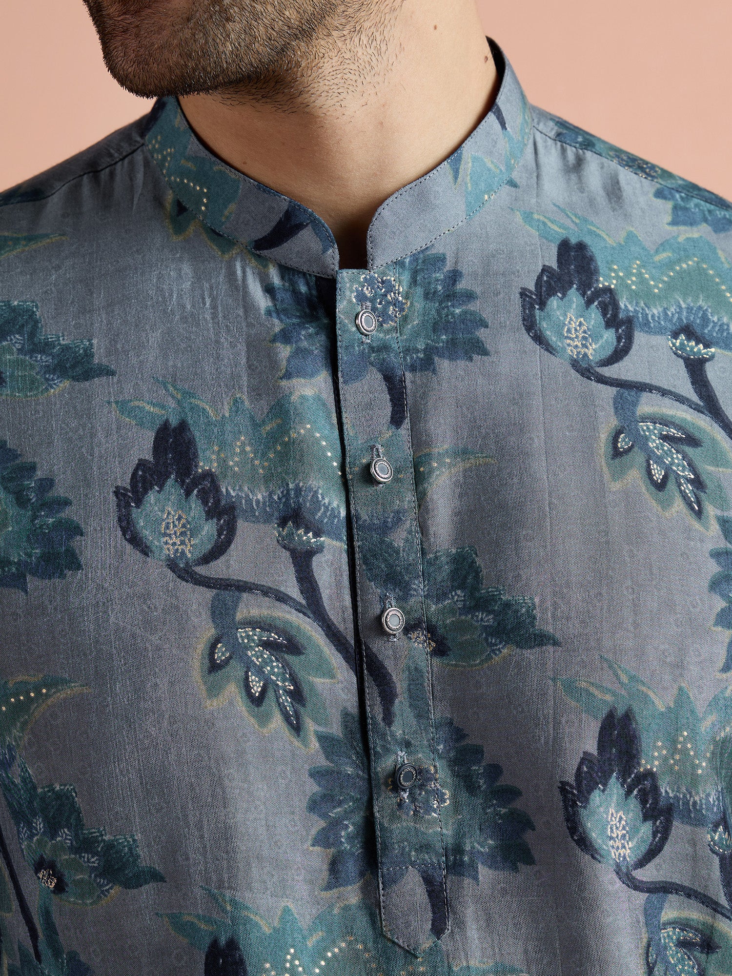 Grey Polyviscose Printed Short Kurta - Image 6