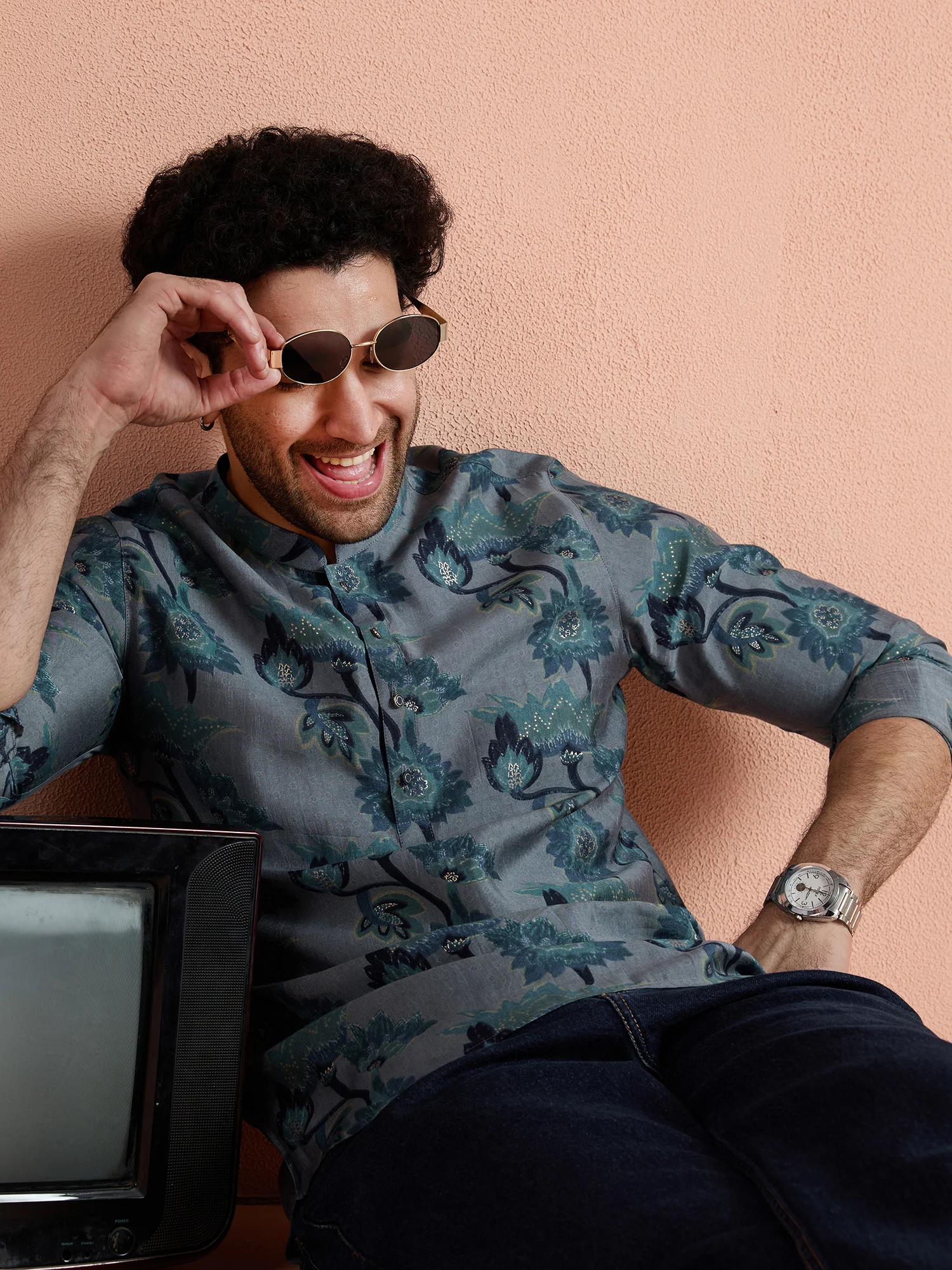 Grey Polyviscose Printed Short Kurta - Image 7