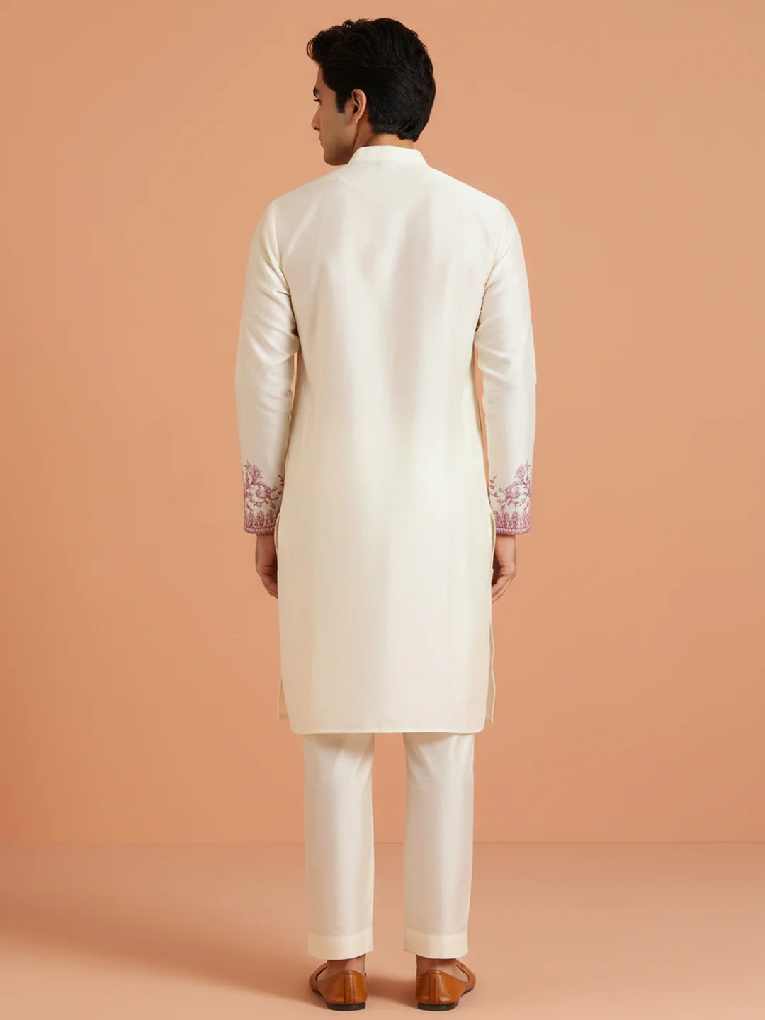 Ivory Embroidered Kurta Trouser Set - Image 3