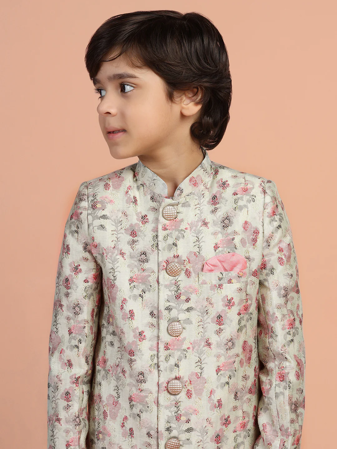 Ivory Floral Sherwani Dhoti Set - Image 5