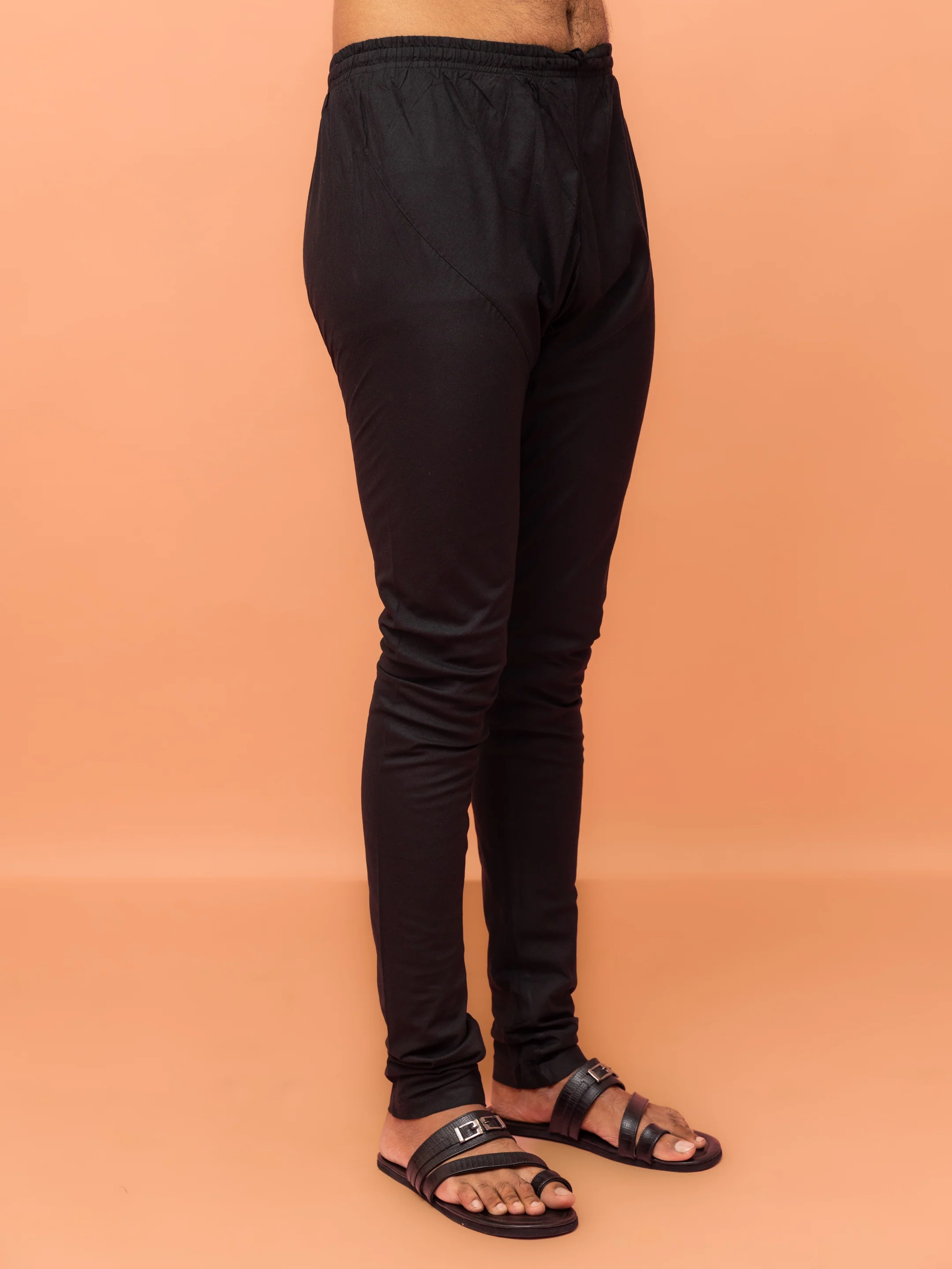Black Striped Jacket Kurta Churidar Set - Image 6