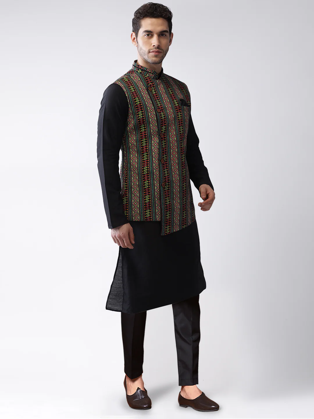 Kisah Men's Multi-Color Kurta Jacket Trousers Set - Image 2