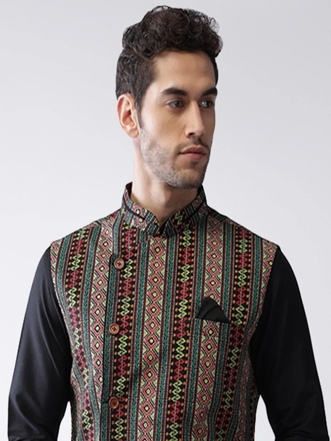 Kisah Men's Multi-Color Kurta Jacket Trousers Set - Image 5