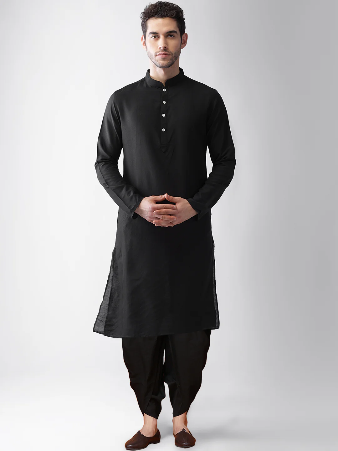 Men's Grey Kurta Jacket Dhoti Set - Image 6