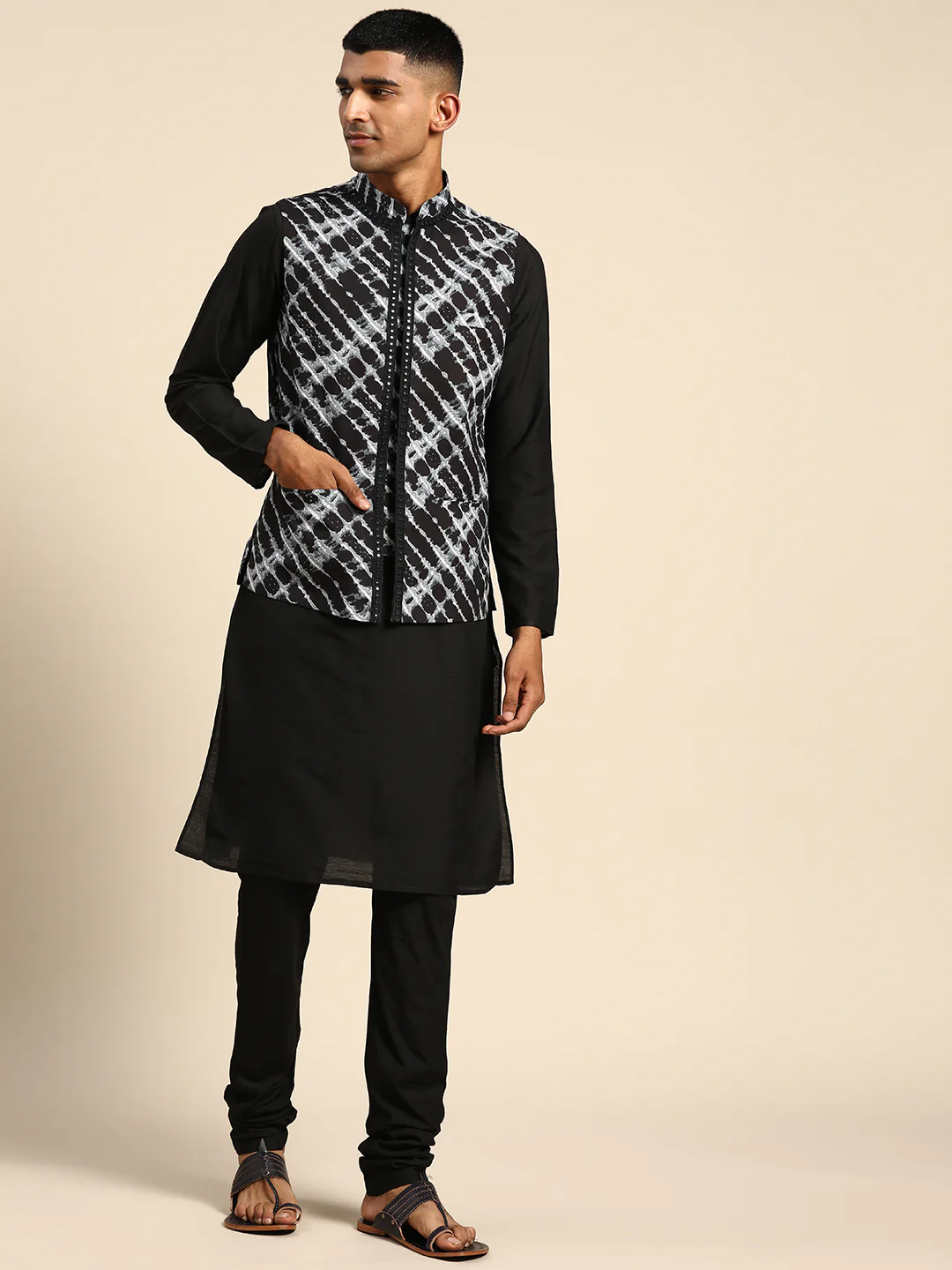 Kisah Men Black Color Kurta Jacket Set - Image 2
