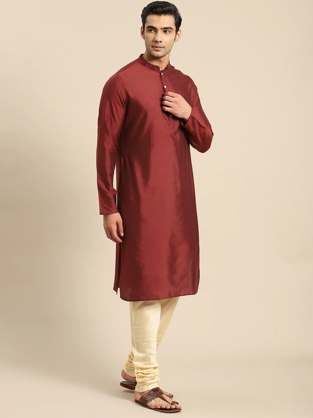 Kisah Men Gold Kurta Jacket Set - Image 6