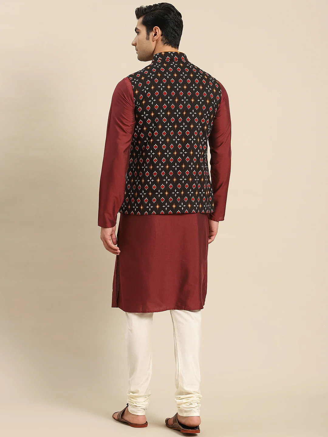 Kisah Men Black Kurta Jacket Set - Image 3