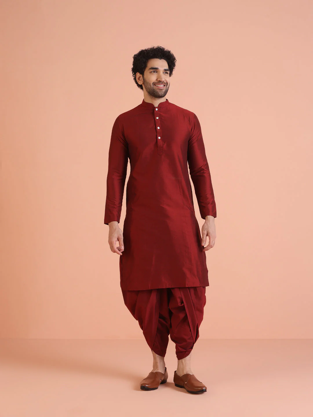 Men Black Solid Kurta Indowestern Dhoti Set - Image 16