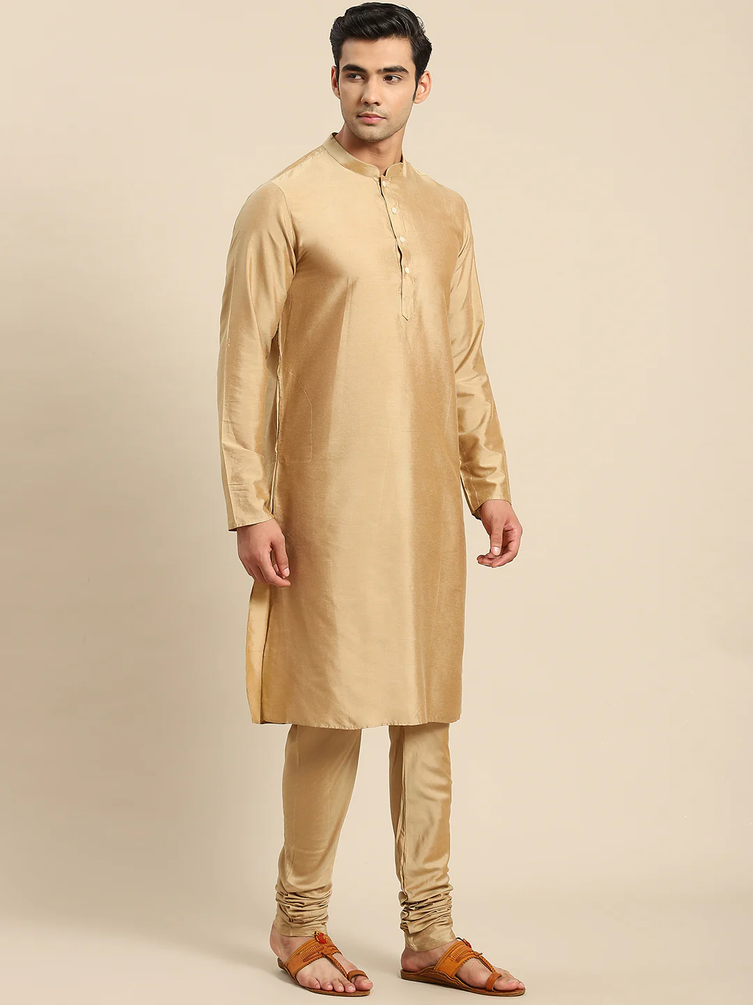 Kisah Men Gold Kurta Jacket Set - Image 2
