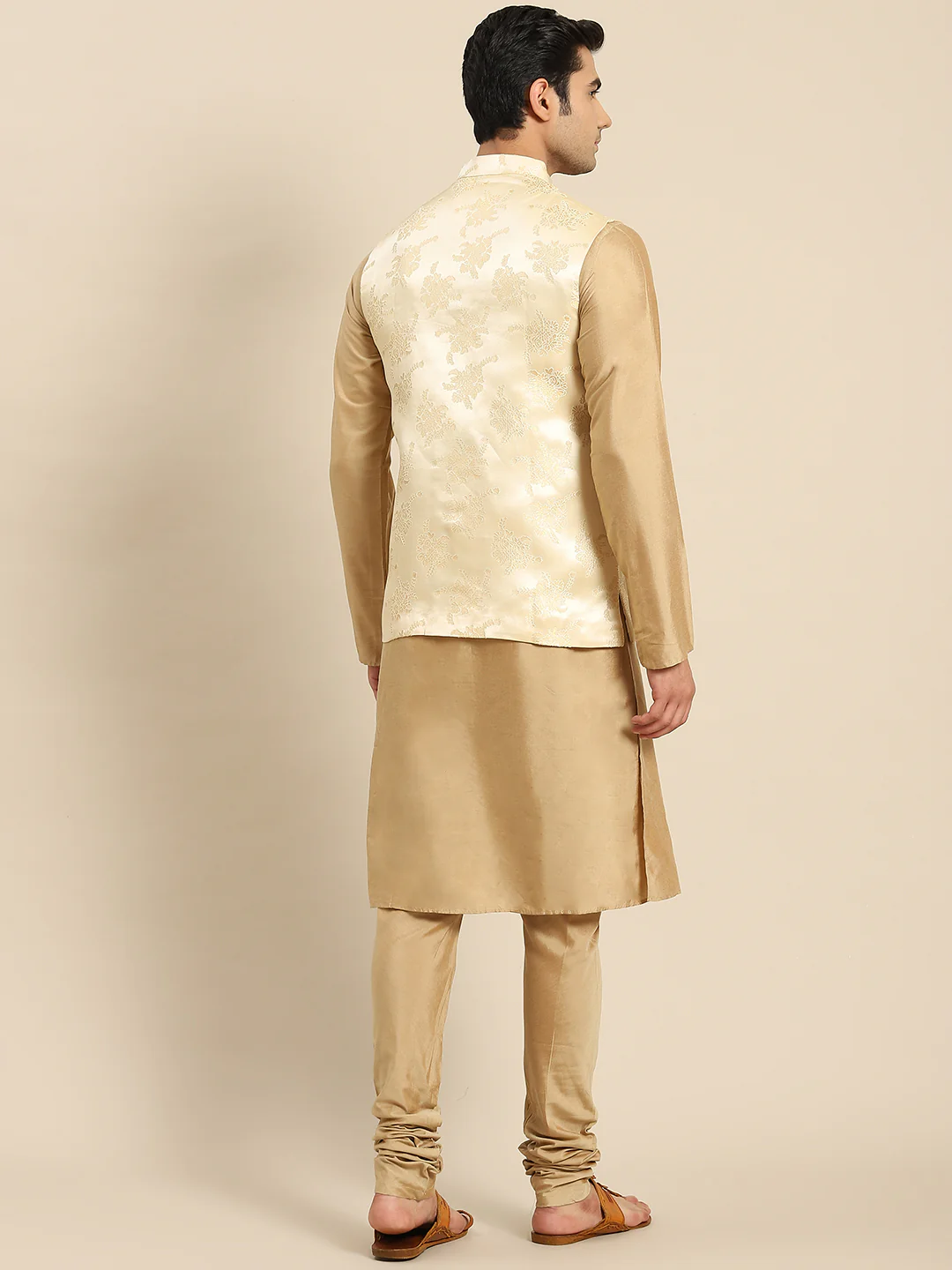 Kisah Men Gold Kurta Jacket Set - Image 3