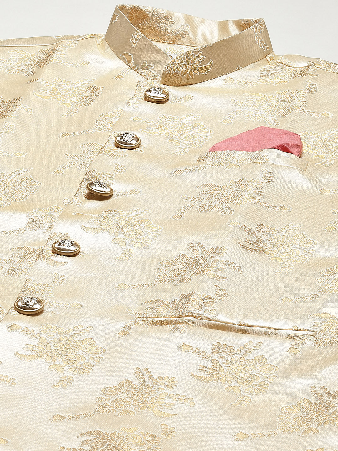 Kisah Men Gold Kurta Jacket Set - Image 4