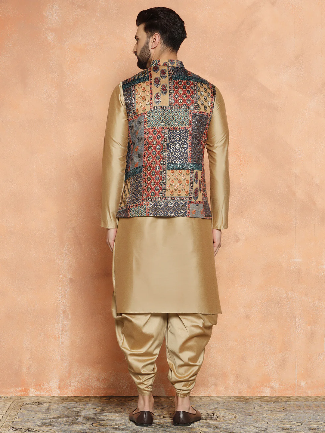 Multicolor Jacket Kurta Dhoti Set - Image 4