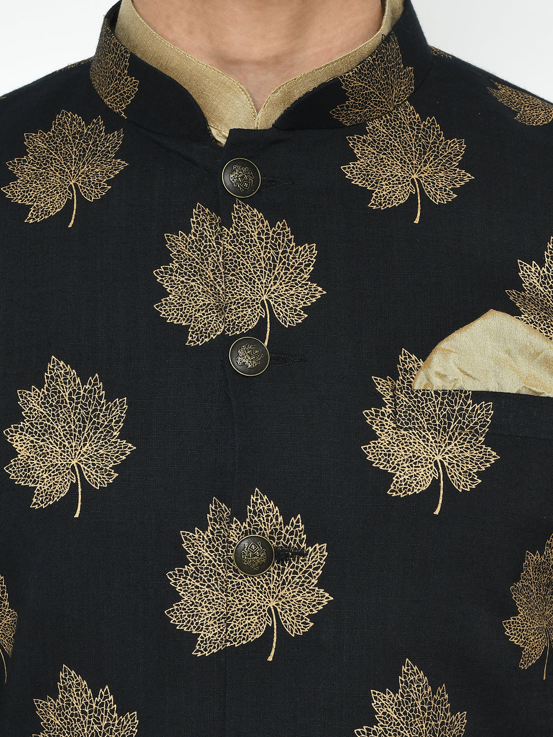 Men's Black Indowestern Set With Kurta and Churidar - Image 6