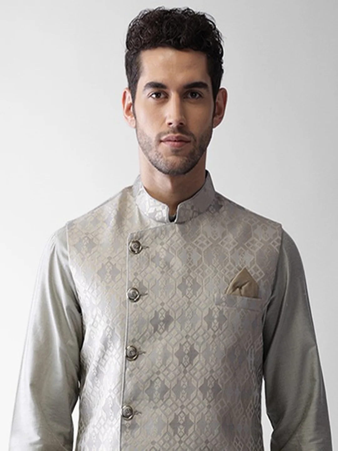 Kisah Men's Grey Kurta Jacket Trousers Set - Image 6