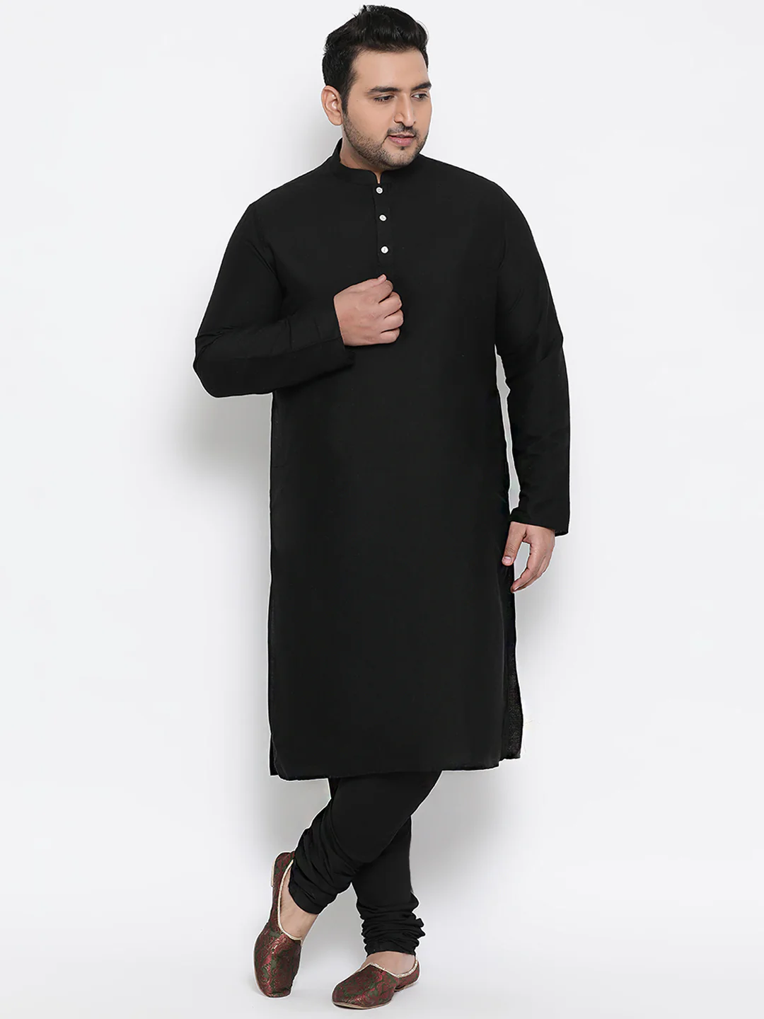 Men's Olive Kurta Churidar Jacket Set - Image 6