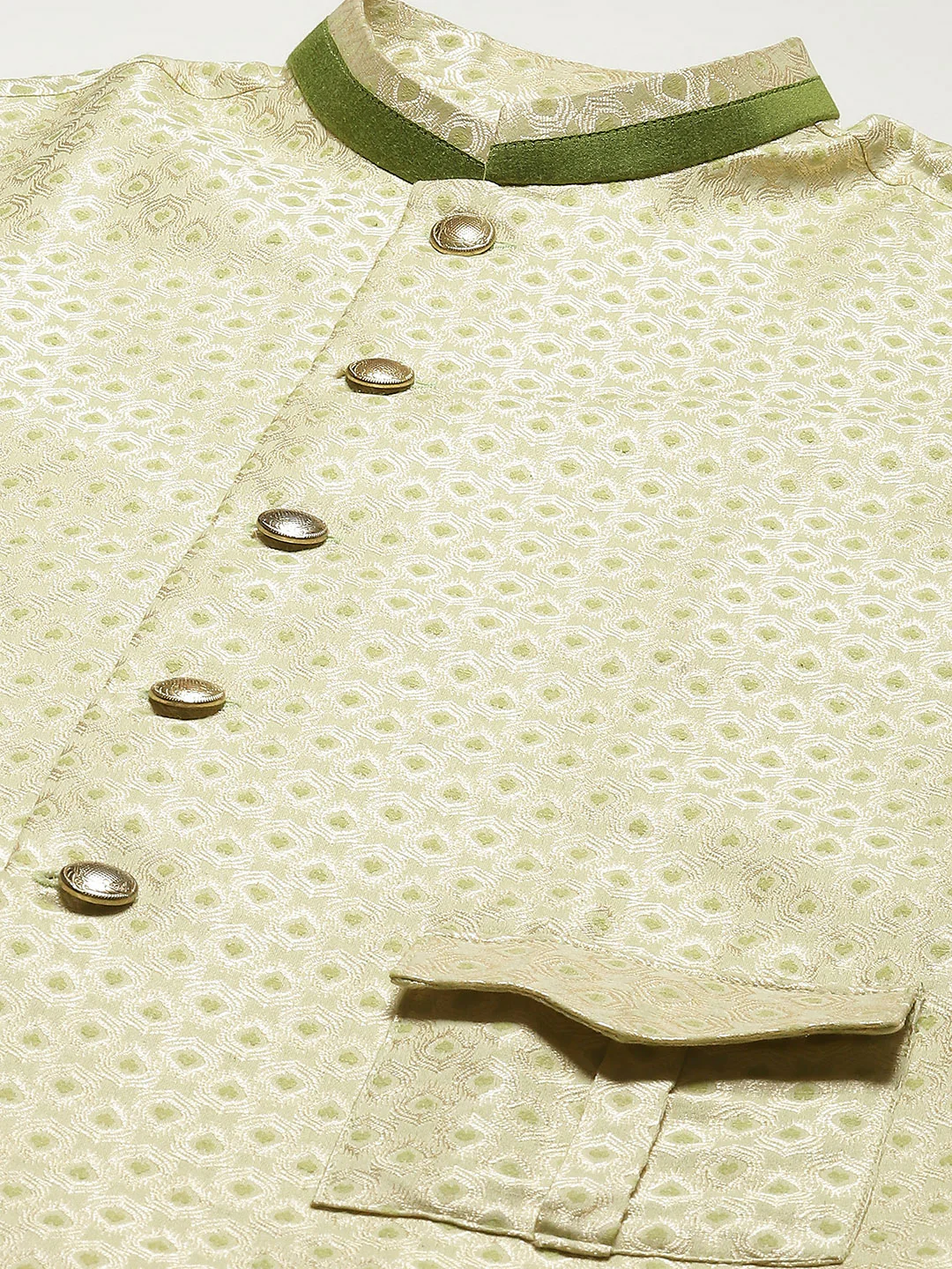 Kisah Men Gold Kurta Jacket Set - Image 4
