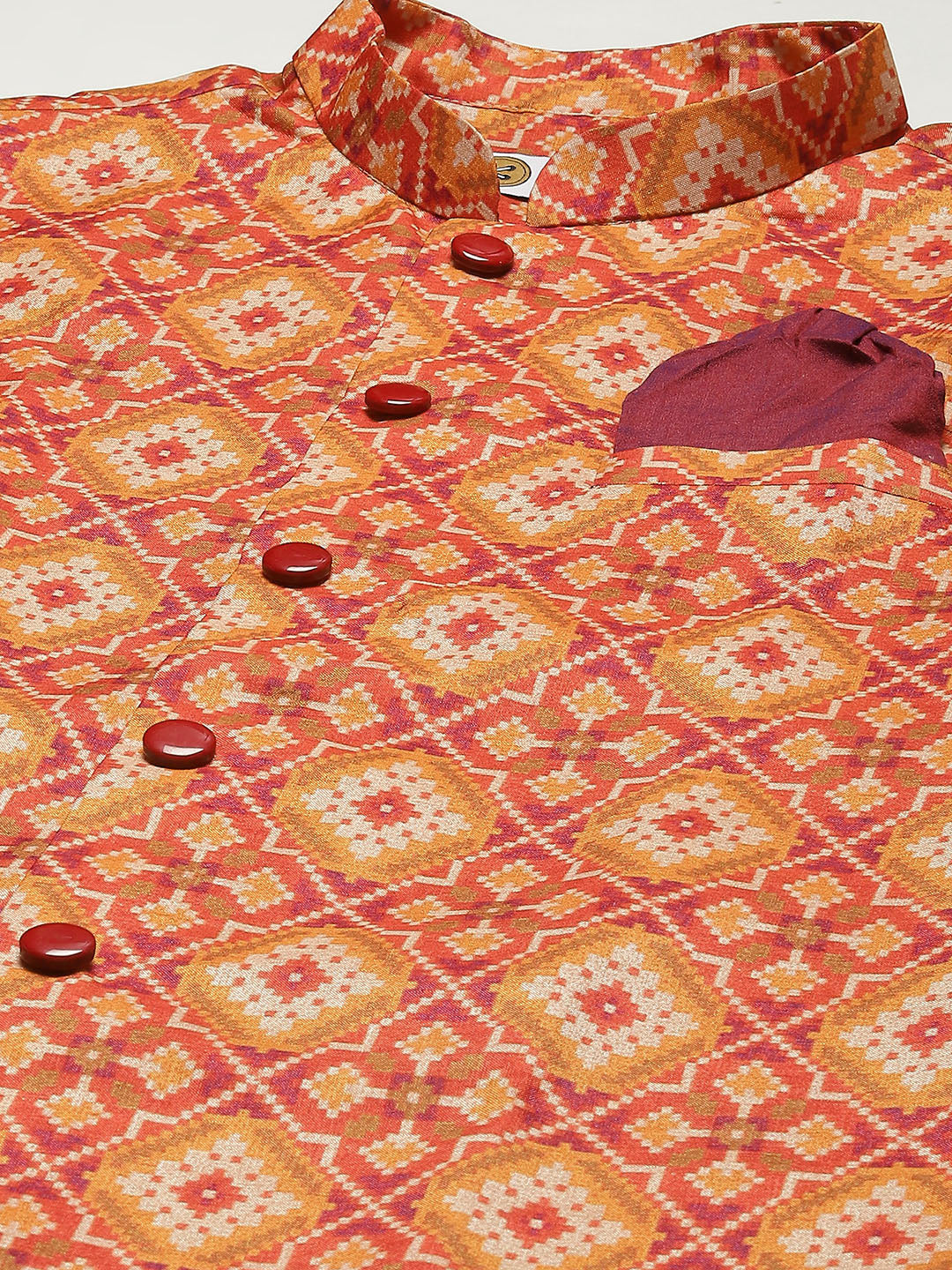 Kisah Men Red Kurta Jacket Set - Image 4