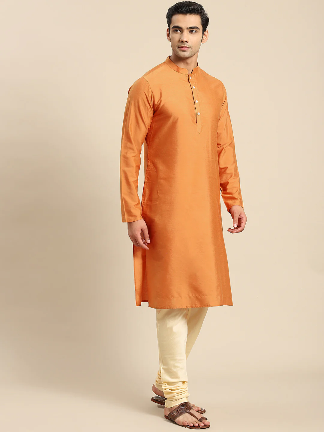 Men Yellow Kurta Jacket Set - Image 7