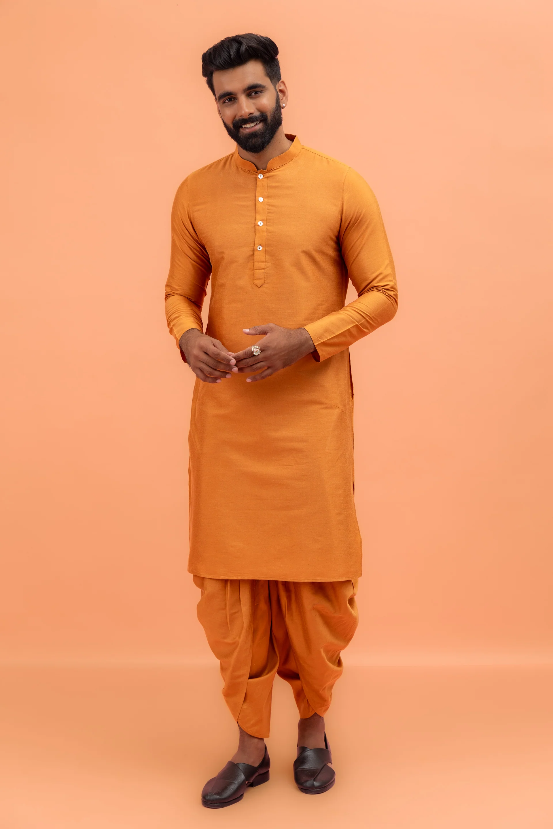 Multi-Coloured Printed Nehru Jacket Kurta Dhoti - Image 5