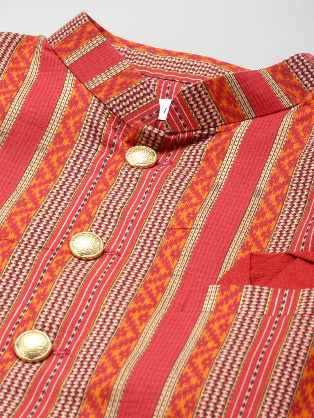 Kisah Men's Red Indowestern Set With Kurta and Churidar - Image 3