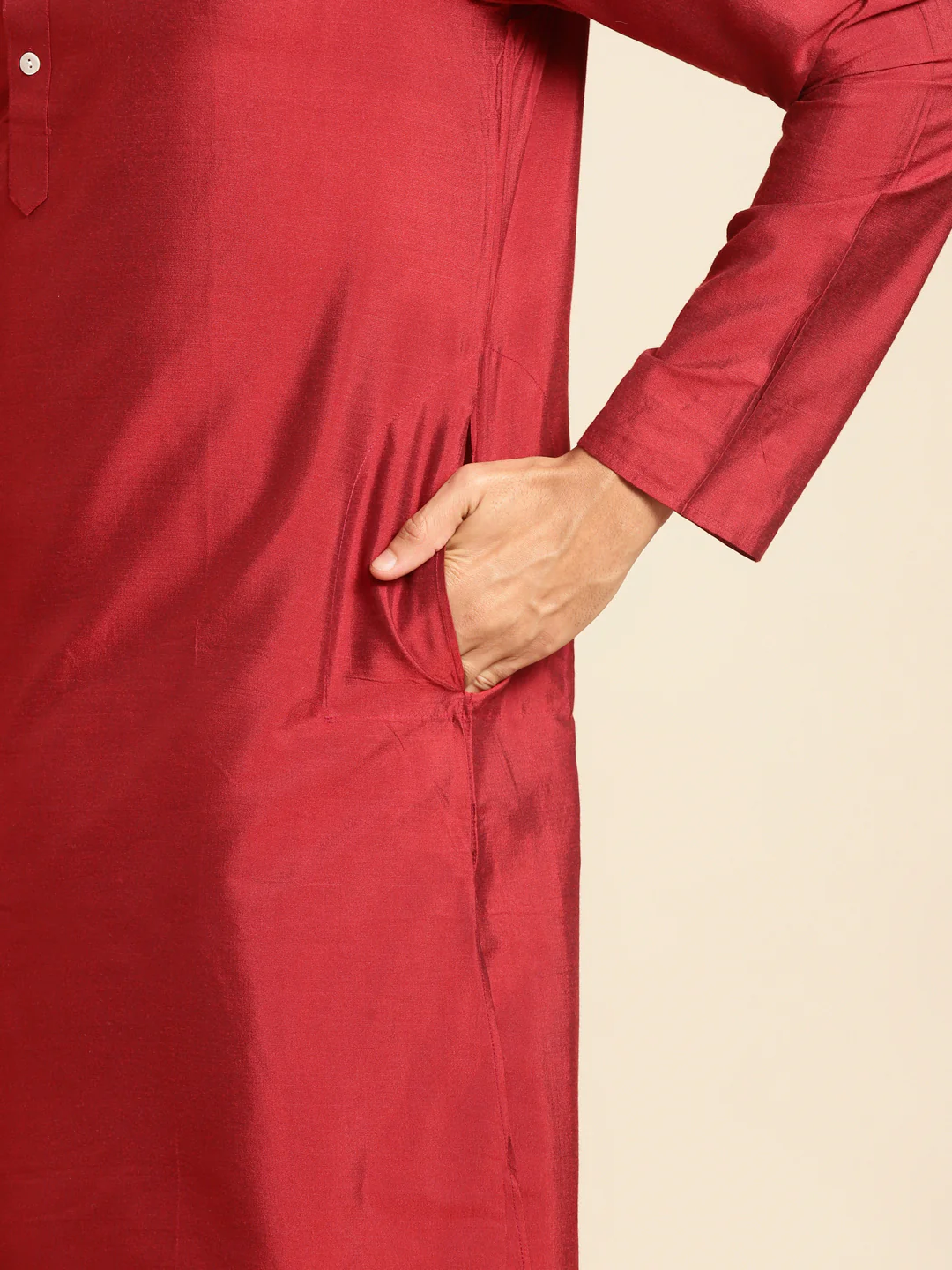 Kisah Men's Red Indowestern Set With Kurta and Churidar - Image 8