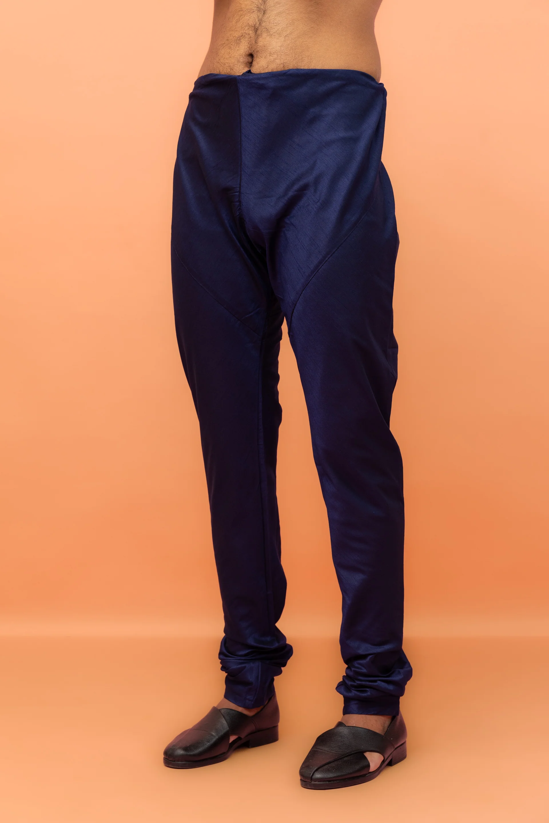 Maroon Navy Silk Blend Woven Jacket Kurta Churidar Set - Image 6