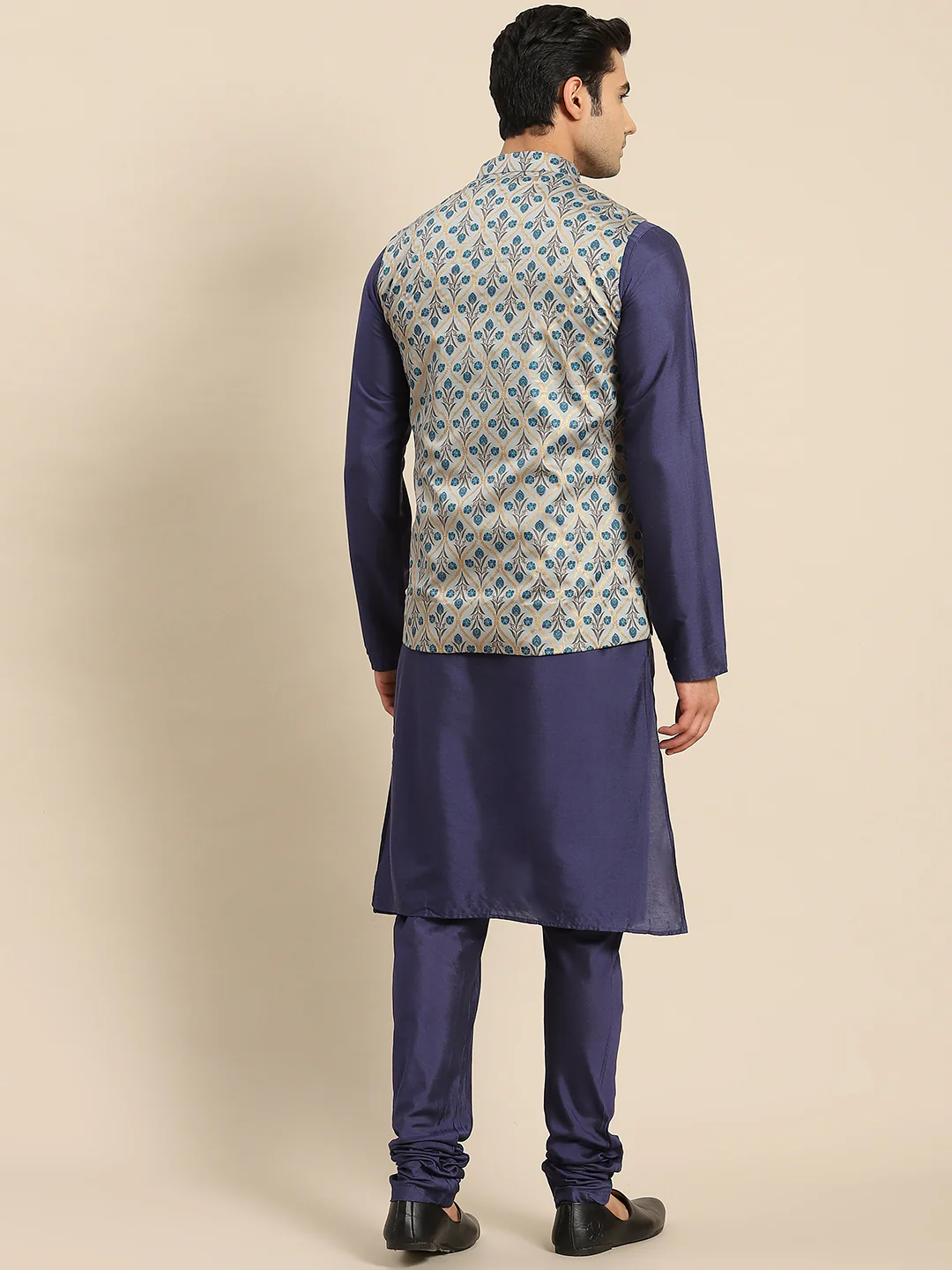 Kisah Men Blue Kurta Jacket Set - Image 2