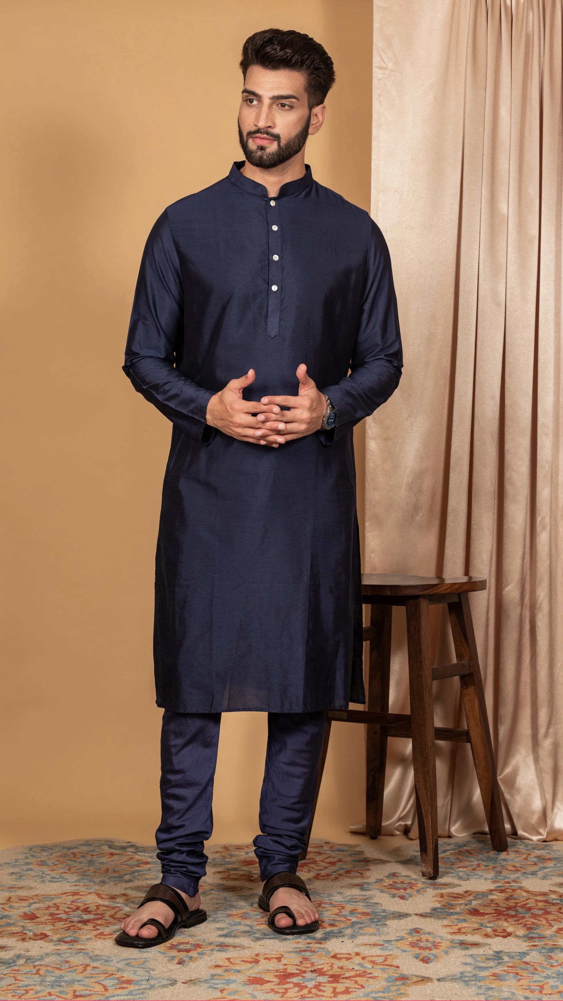 Men Grey Kurta Jacket Set - Image 8