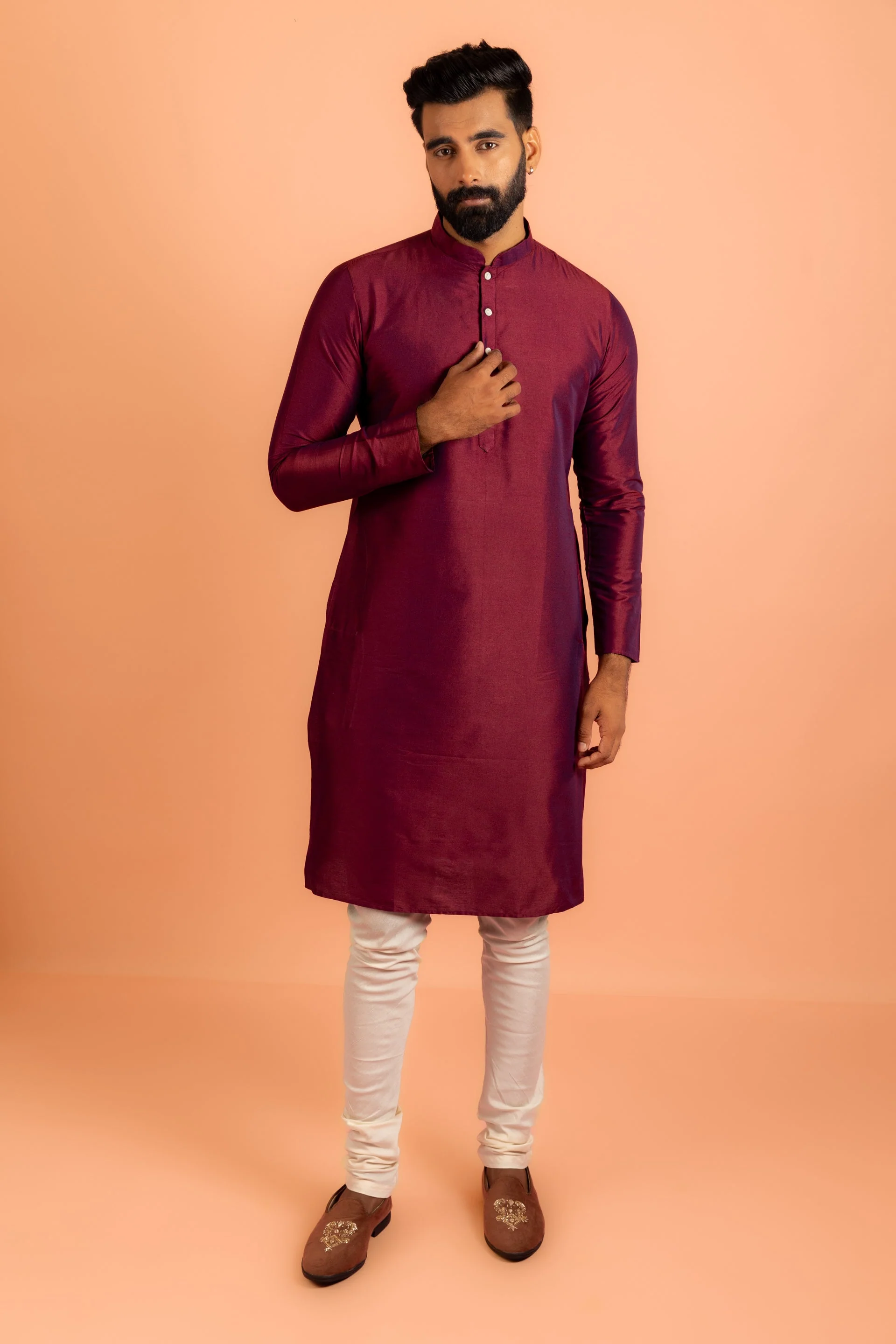 Men Grey Printed Kurta Jacket Churidar Set - Image 16