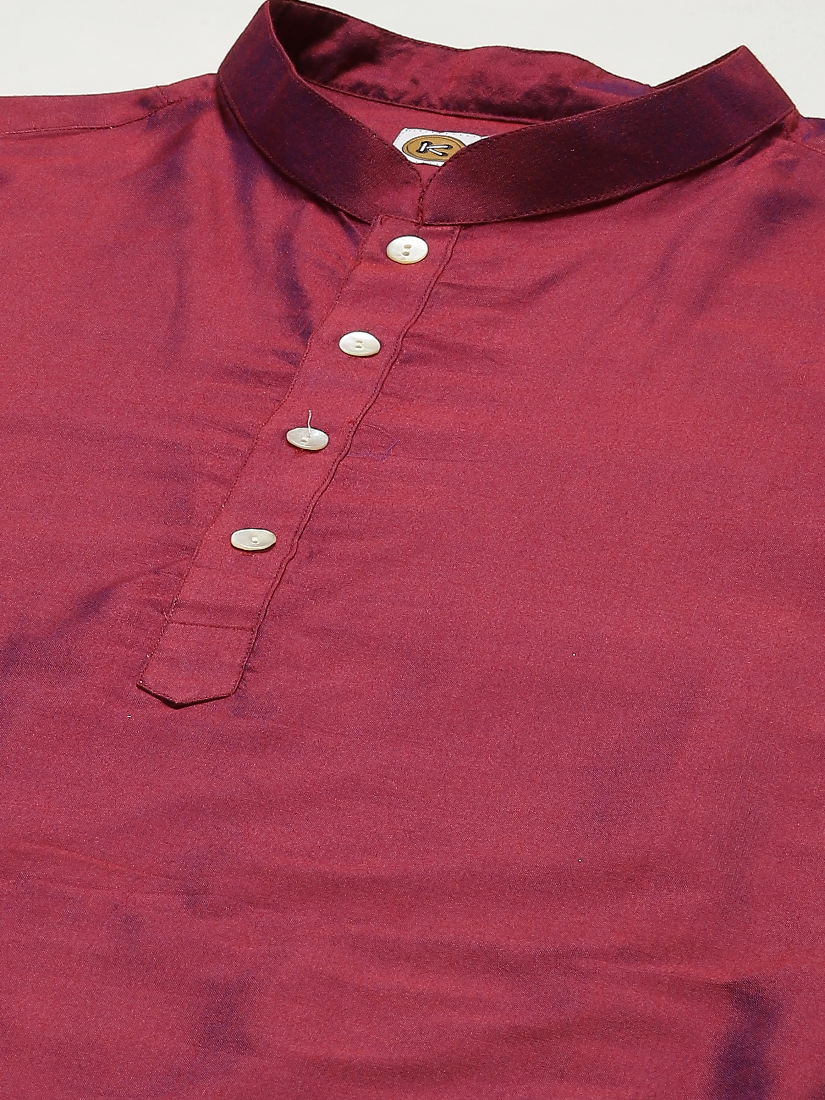 Men Red Kurta Jacket Set - Image 4