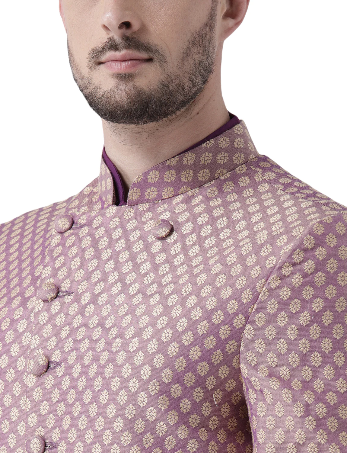 Men's Purple Indowestern Set With Kurta and Churidar - Image 5