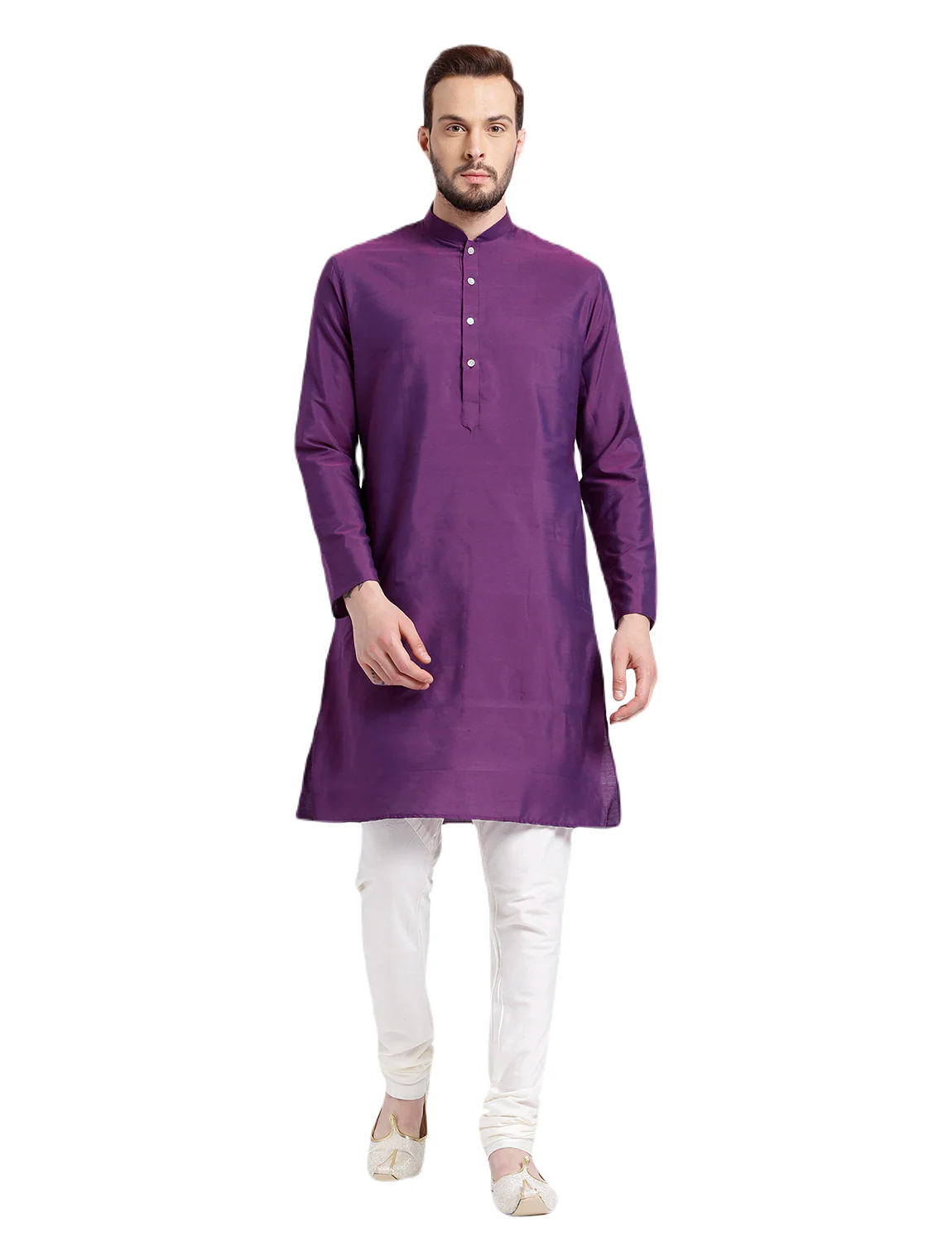Men's Purple Indowestern Set With Kurta and Churidar - Image 6