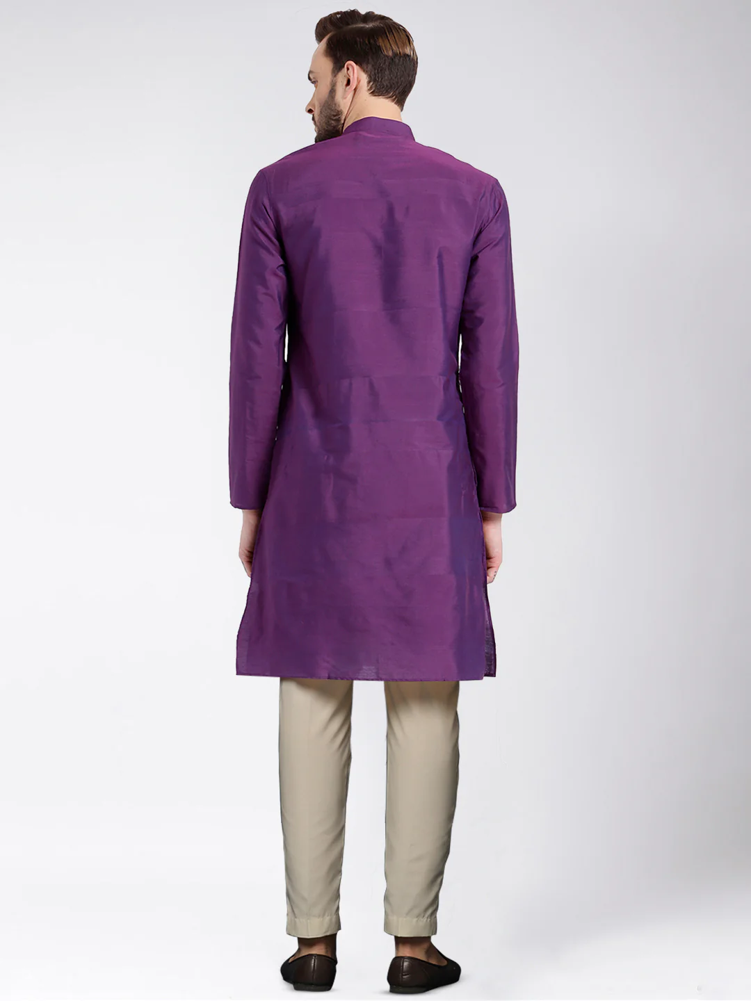 Men's Purple Kurta Trousers Set - Image 4