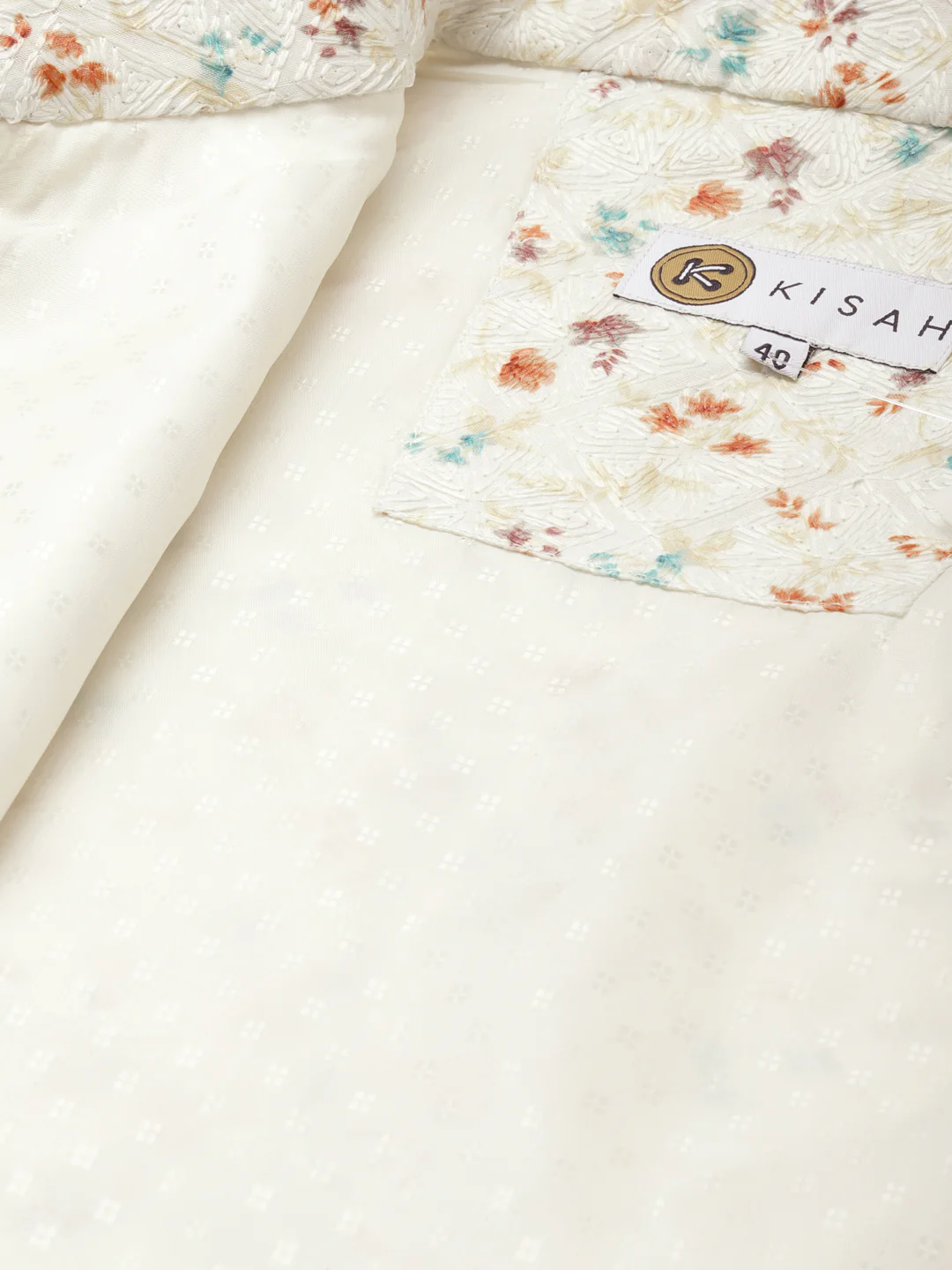 Men White kurta jacket set - Image 9