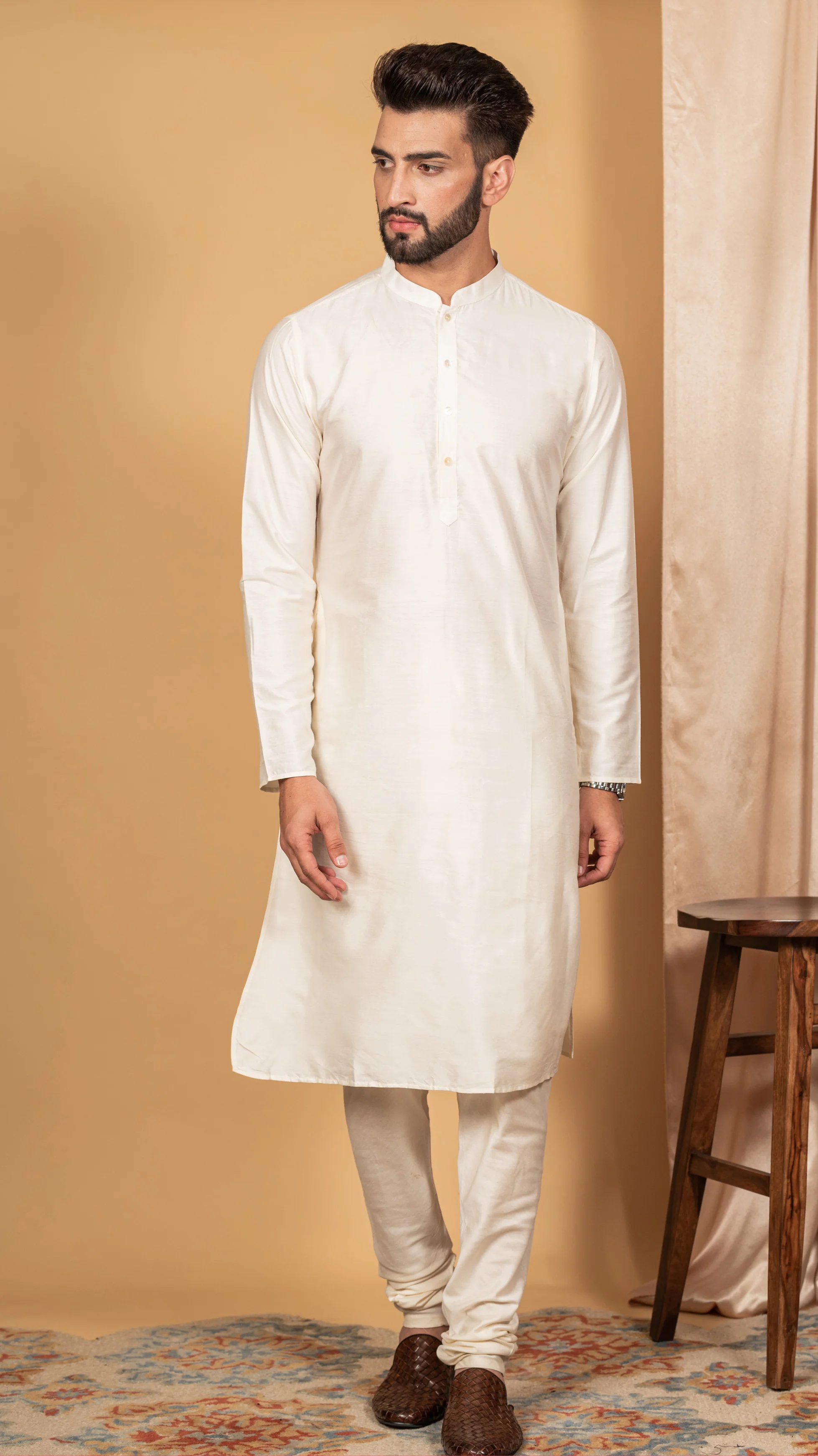 Men Navy Blue Kurta Jacket Set - Image 6