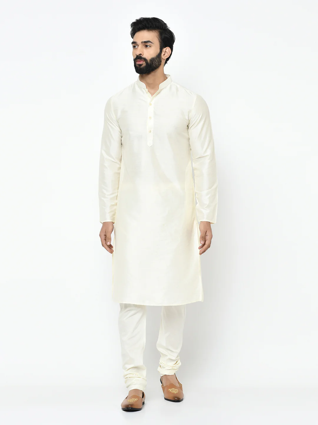 Men's Pink Indowestern Set With Kurta and Churidar - Image 6