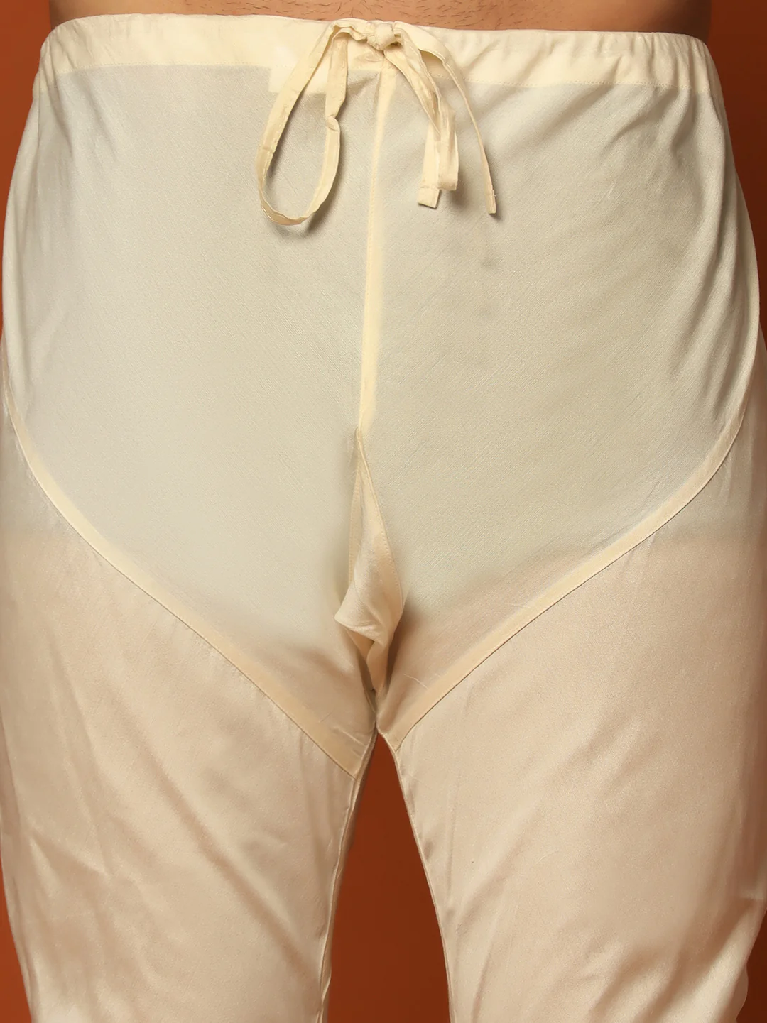 Cream Jacquard Sherwani Kurta Churidar Set - Image 7
