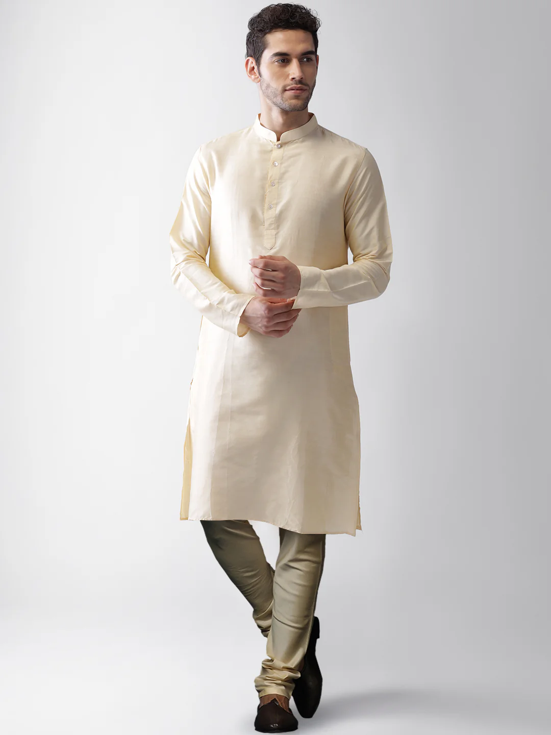 Men's Grey Kurta Jacket Pyjama Set - Image 6