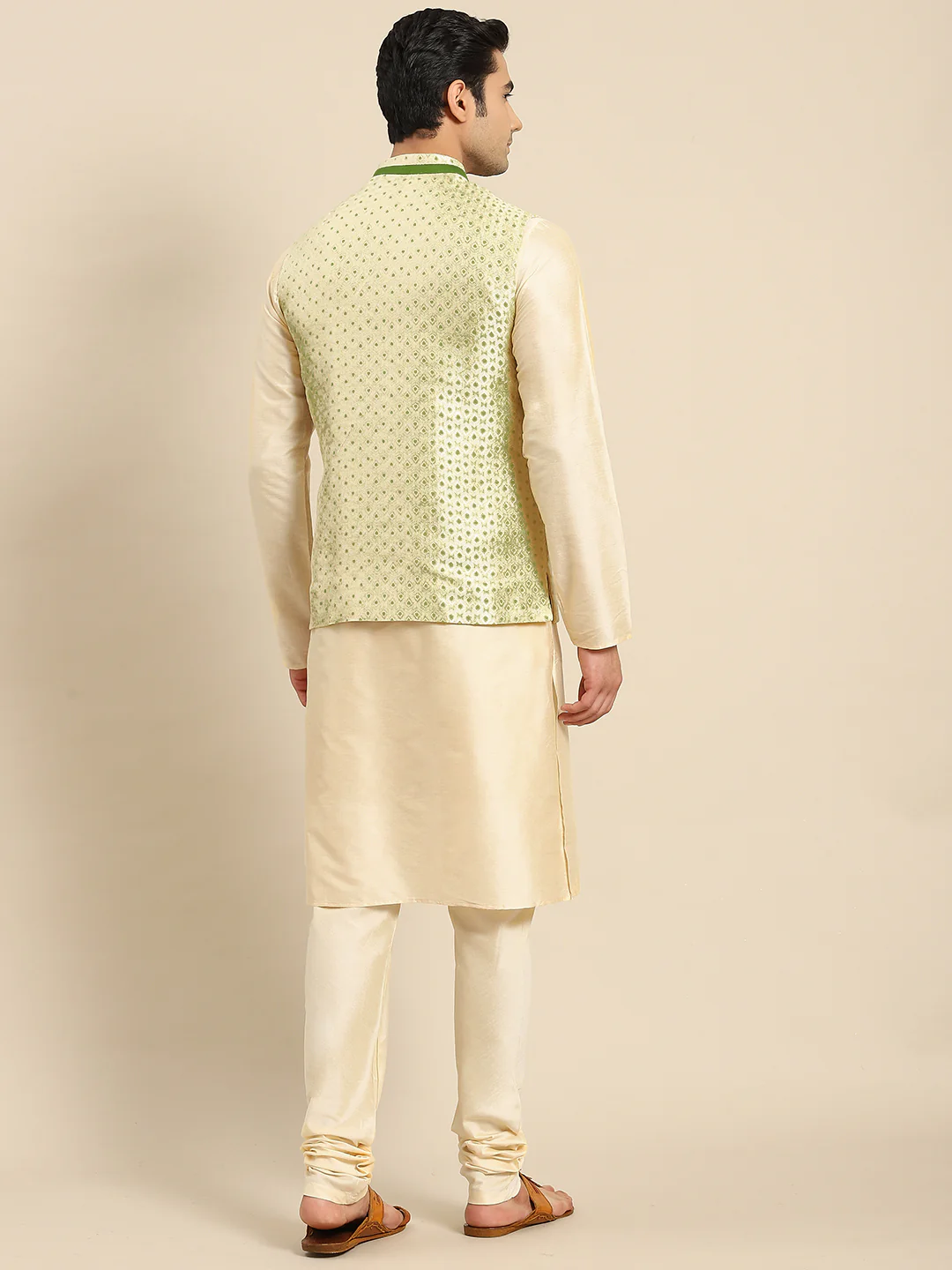 Kisah Men Gold Kurta Jacket Set - Image 2