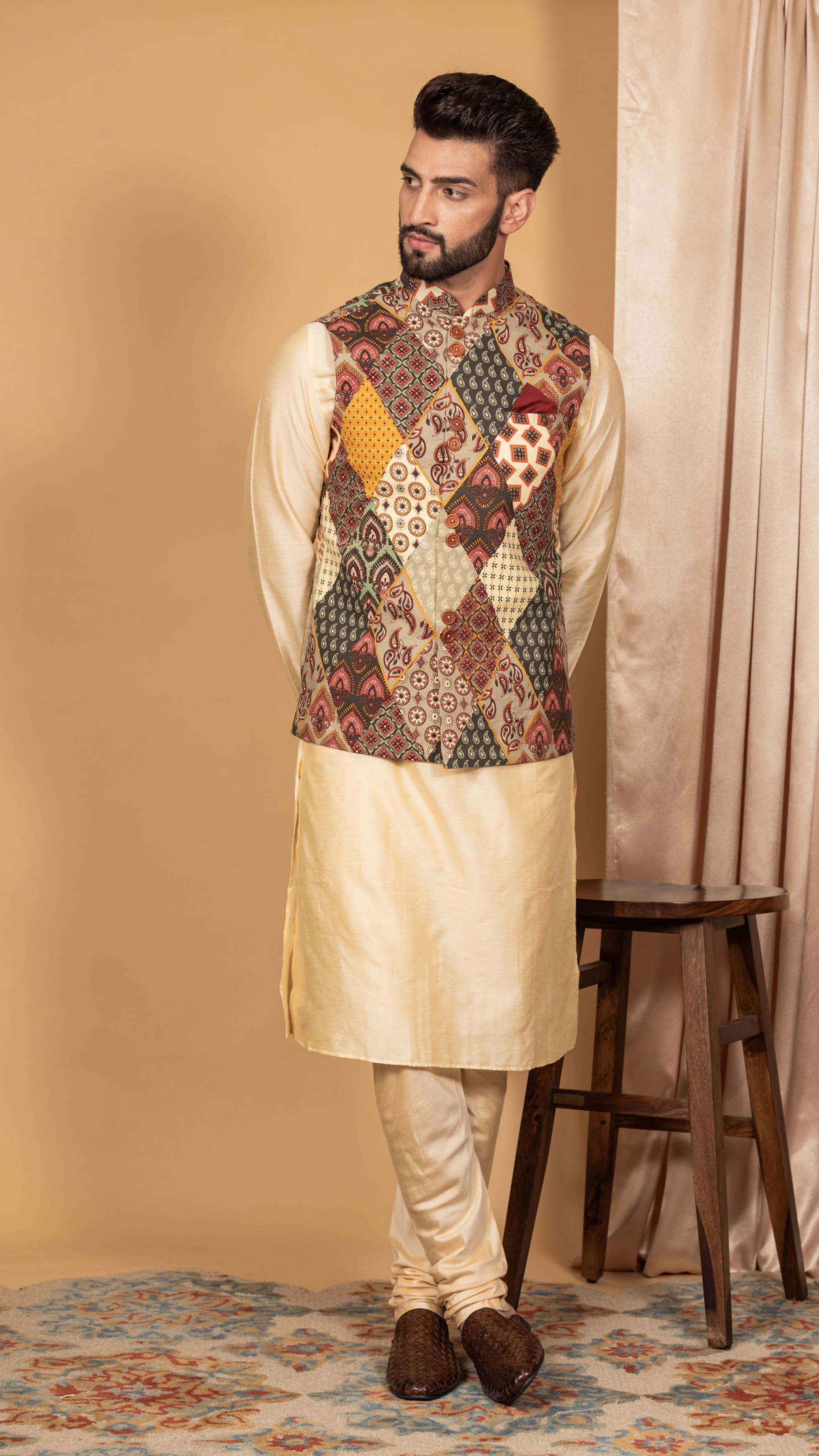 Men Multi Kurta Jacket Set - Image 3