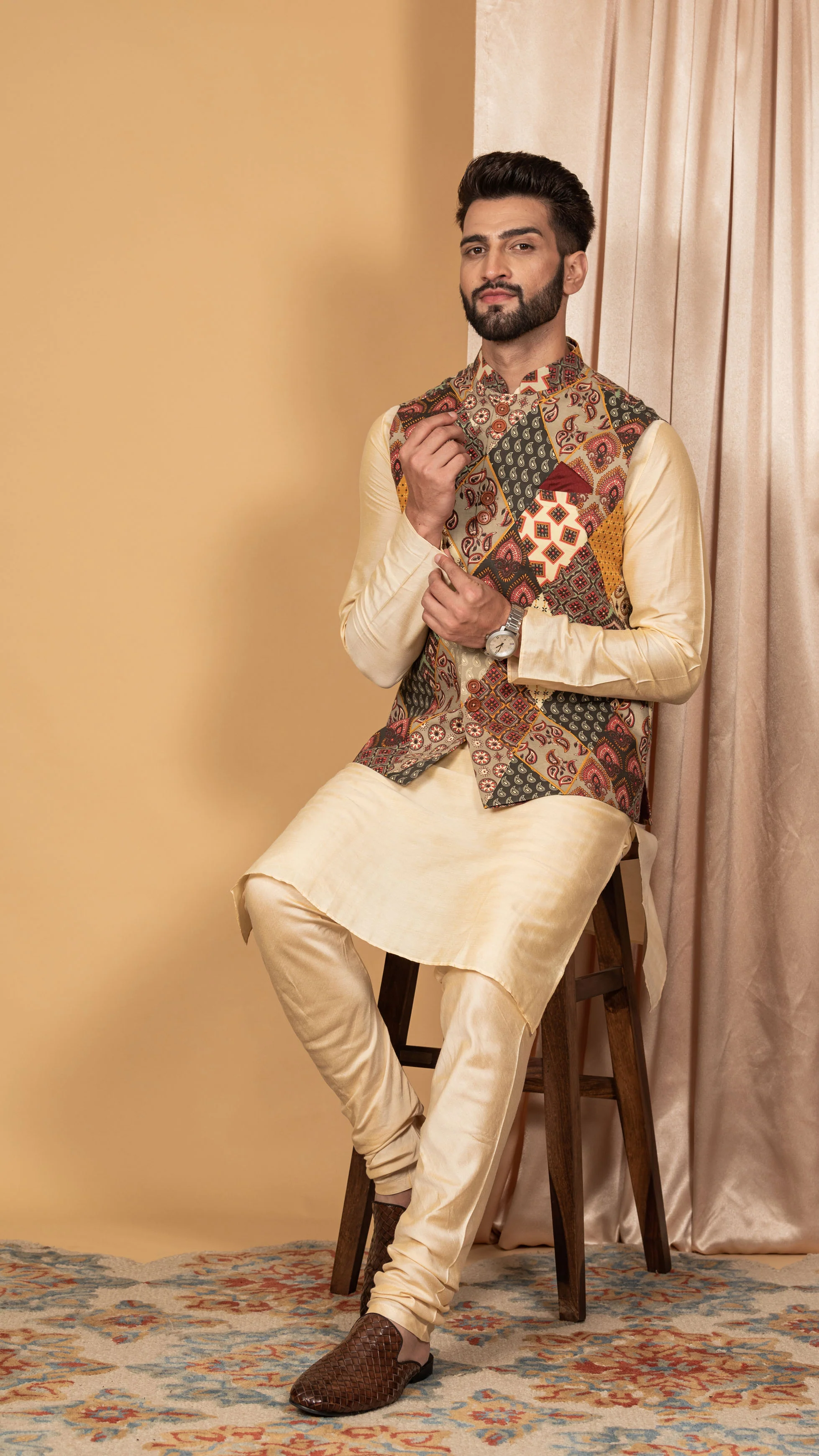 Men Multi Kurta Jacket Set - Image 8