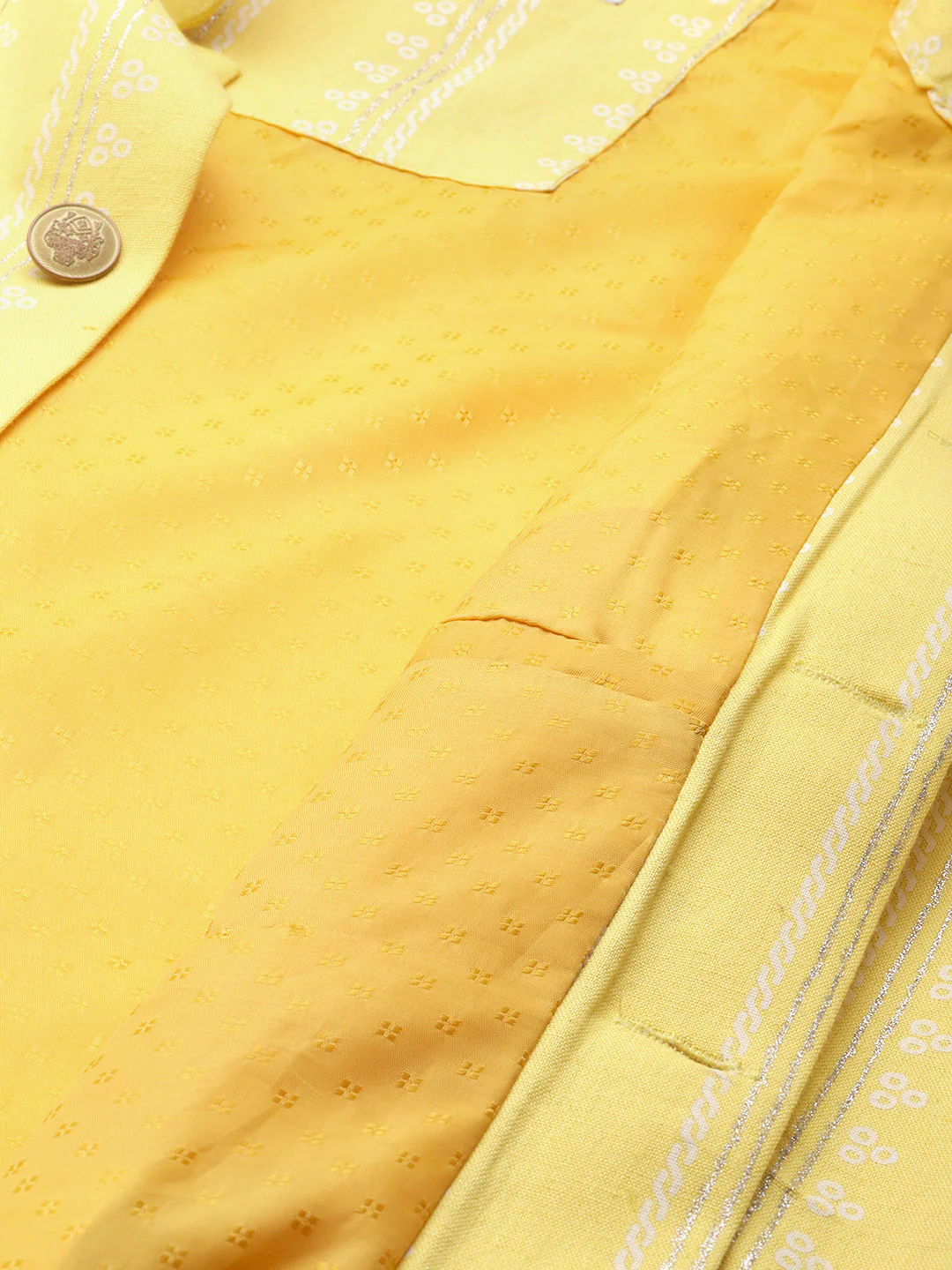 Kisah Men Yellow Color Kurta Jacket Set - Image 7